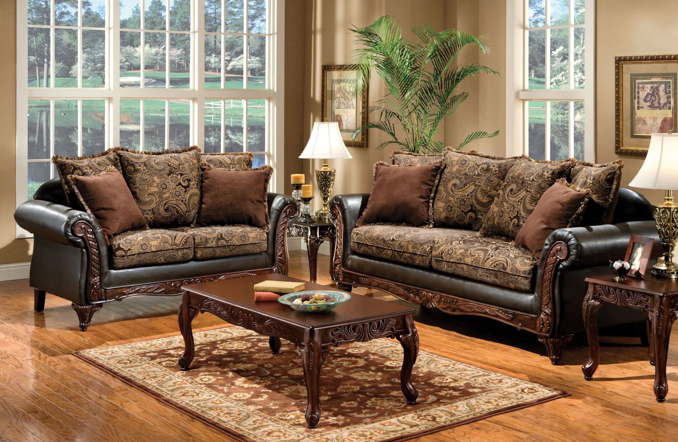 Rotherham Fabric And Leatherette Living Room Set 1stopbedrooms