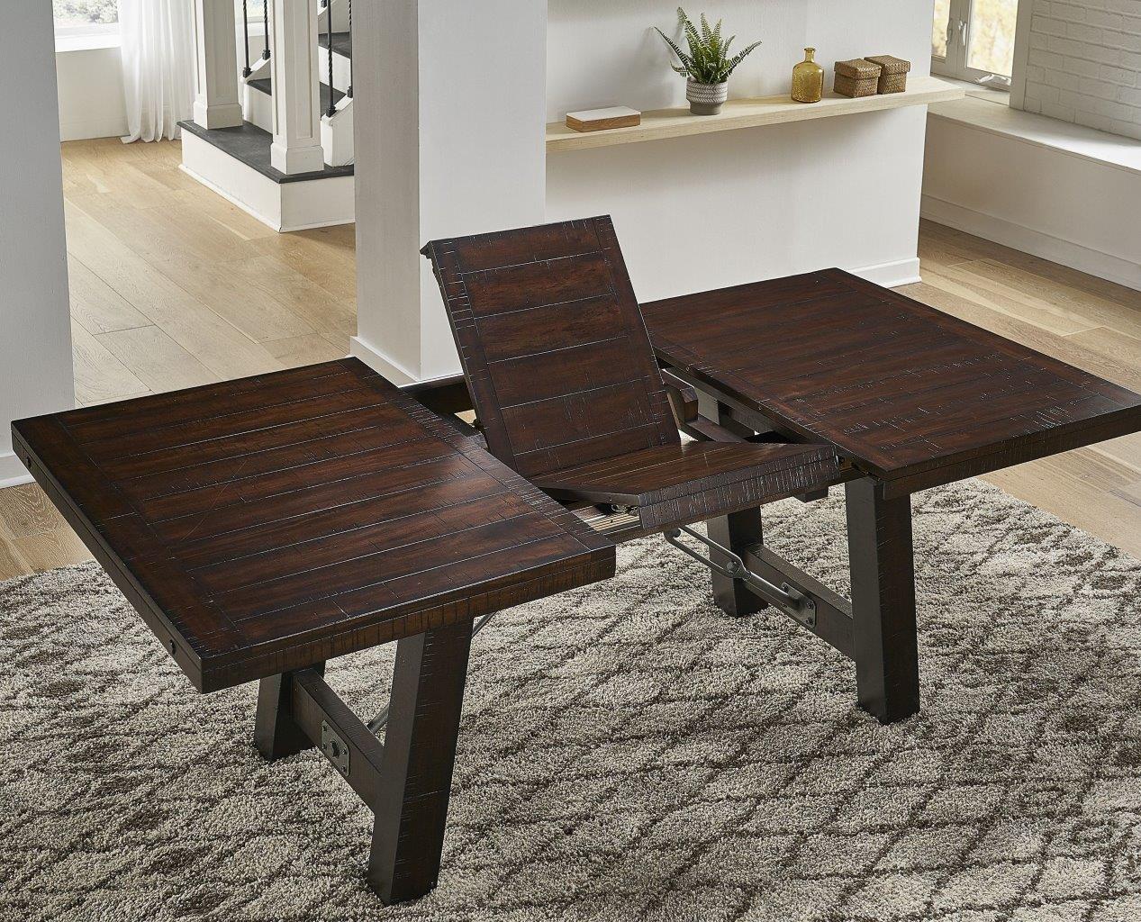 Sundance Rough Sawn Mahogany Extendable Trestle Dining Room Set