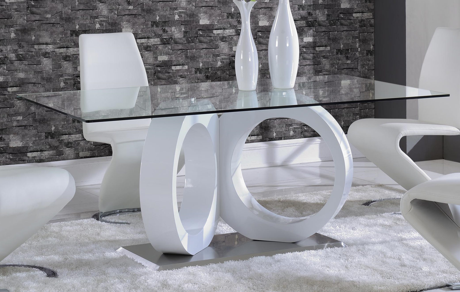 Global Furniture D9002 7 Piece Dining Room Set In White Black 1stopbedrooms