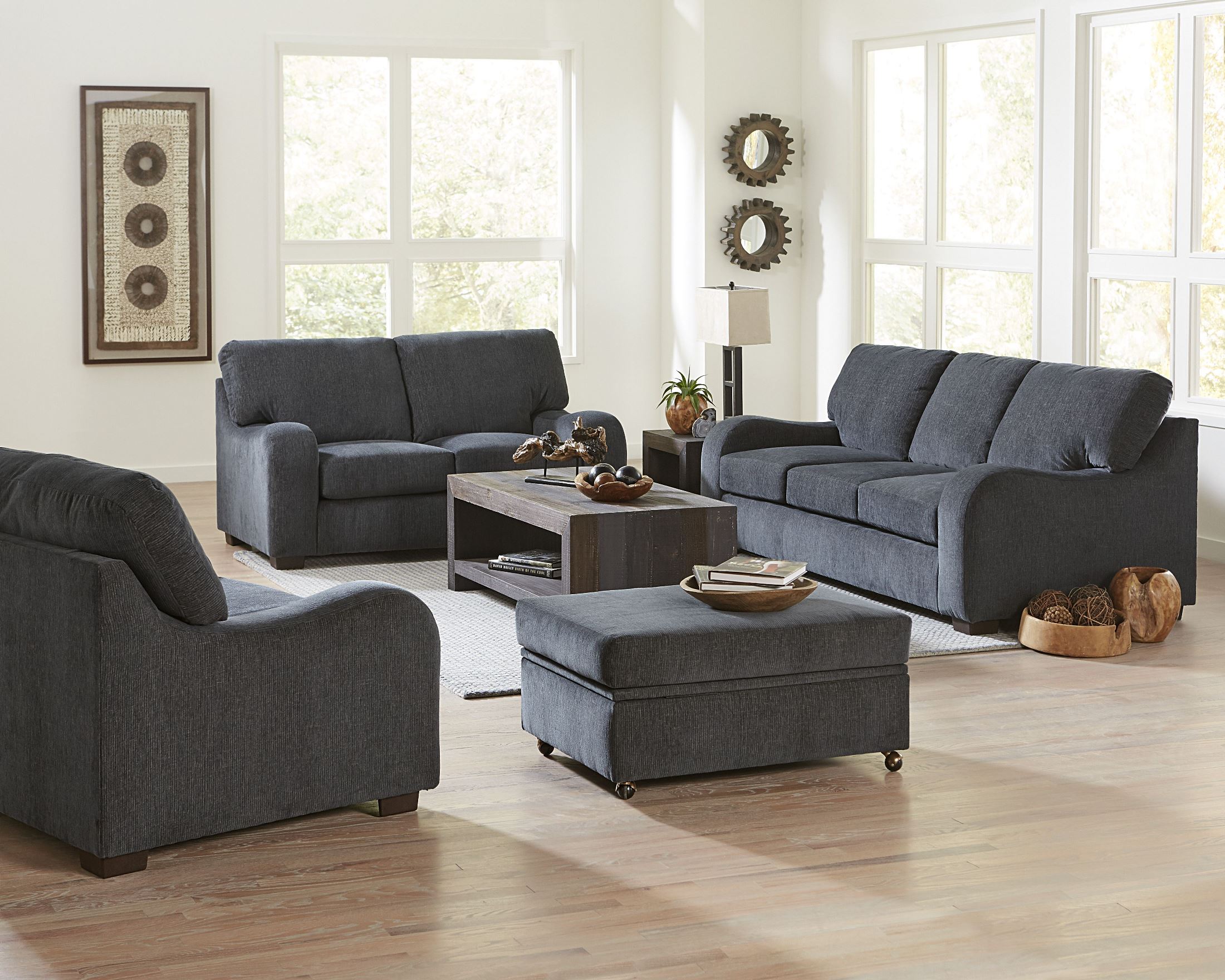 Nora Grayish Blue Chenille Living Room Set 1stopbedrooms