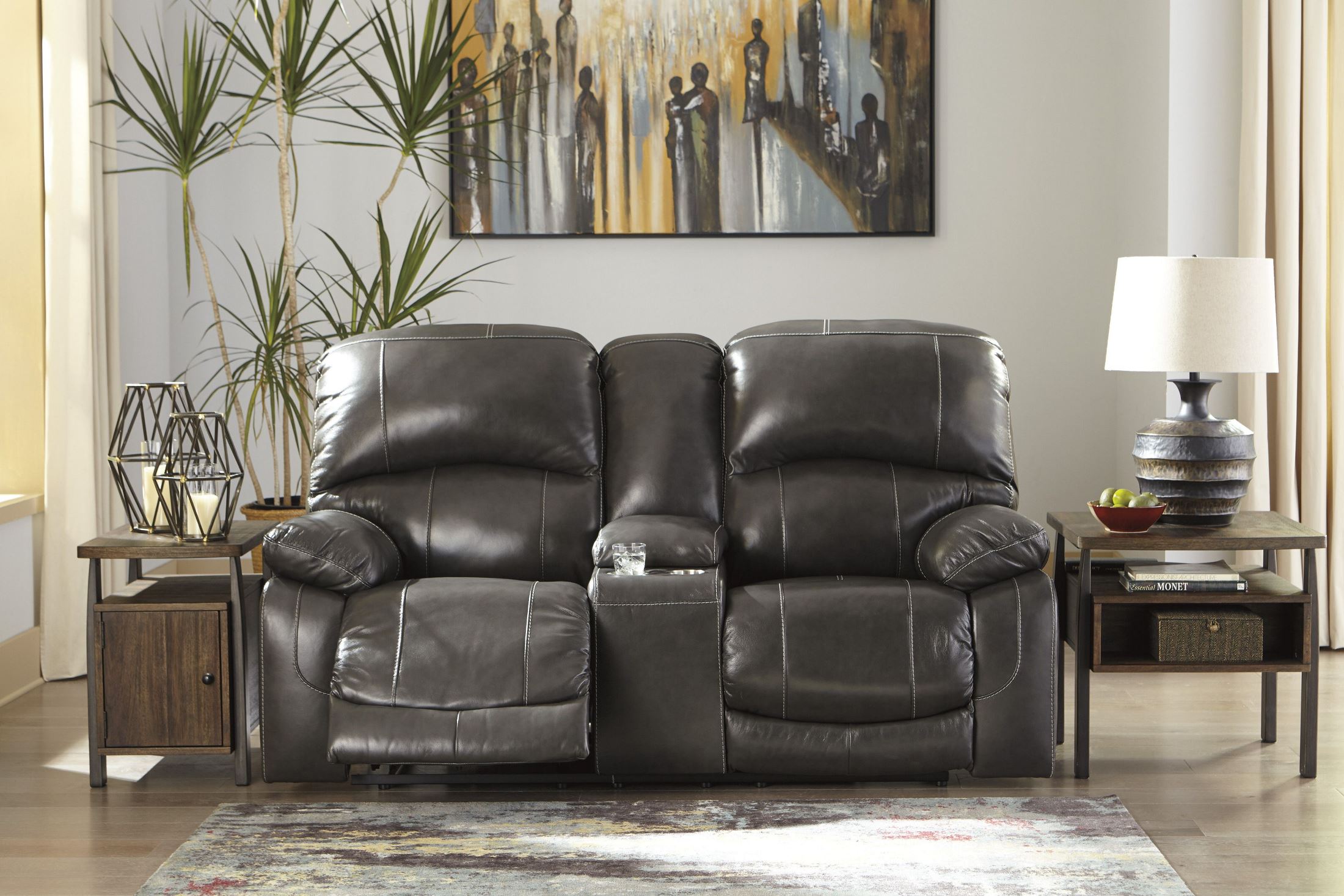 Hallstrung Gray 2 Seat Power Reclining Living Room Set
