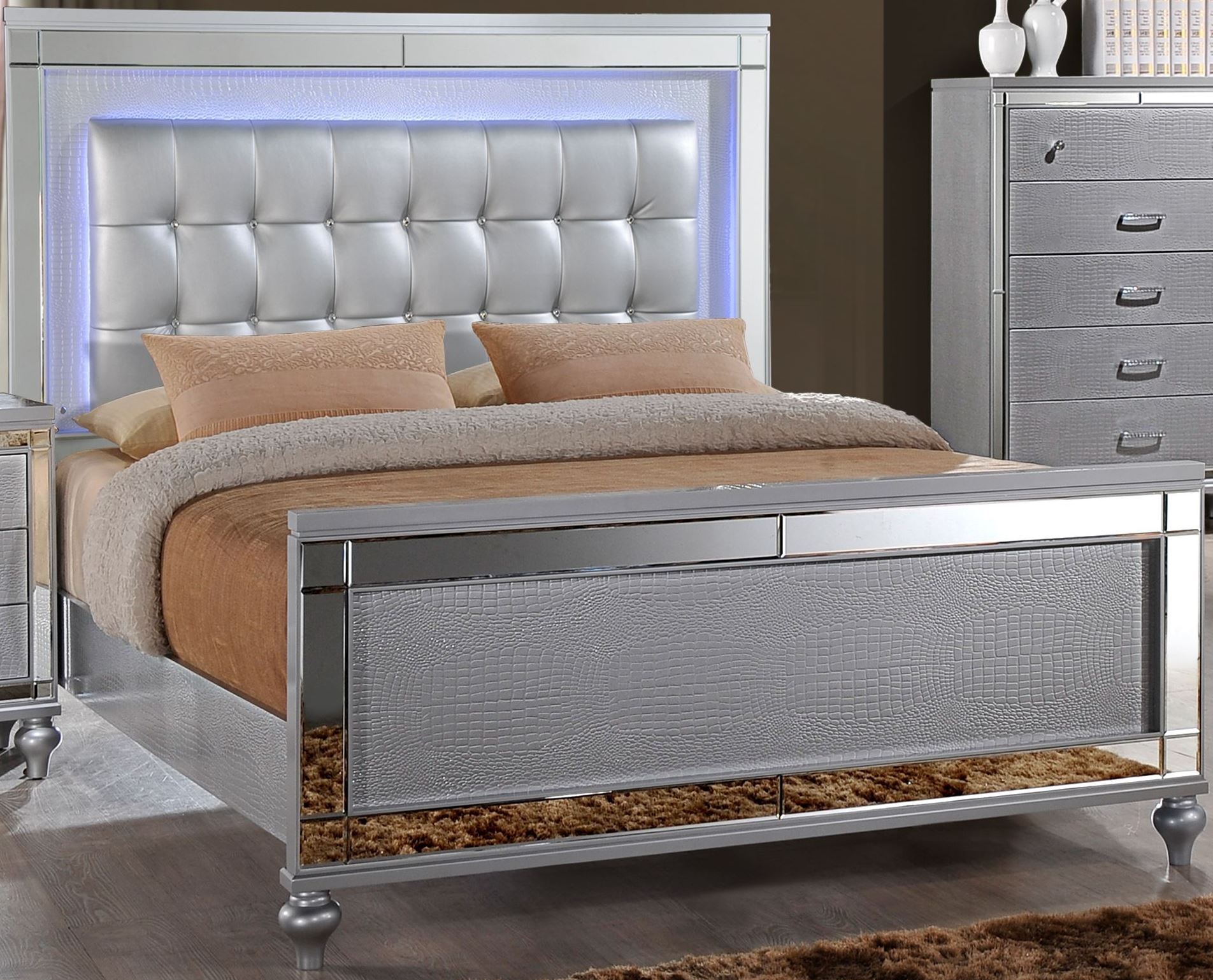 Valentino Silver Panel Bedroom Set - 1StopBedrooms.