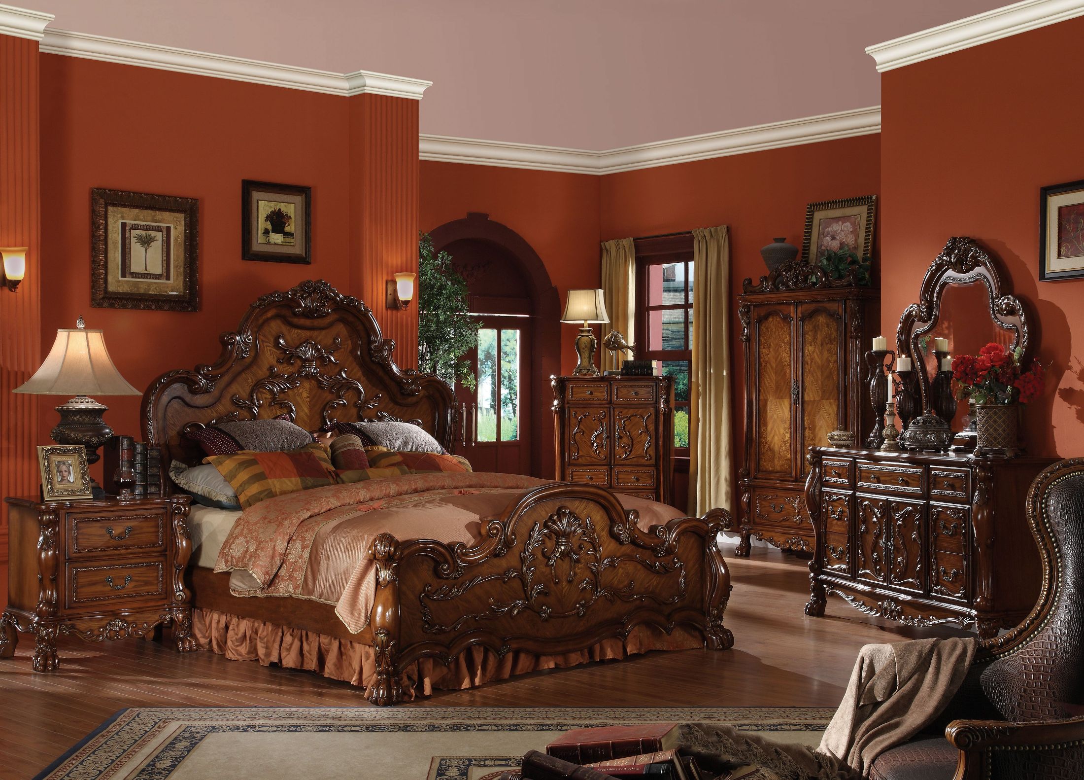Dresden Cherry Oak Panel Bedroom Set 1stopbedrooms