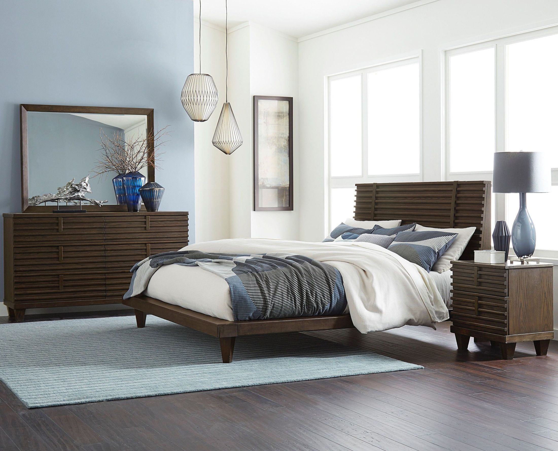 Ridgewood Rustic Burnished Oak Platform Bedroom Set 1stopbedrooms
