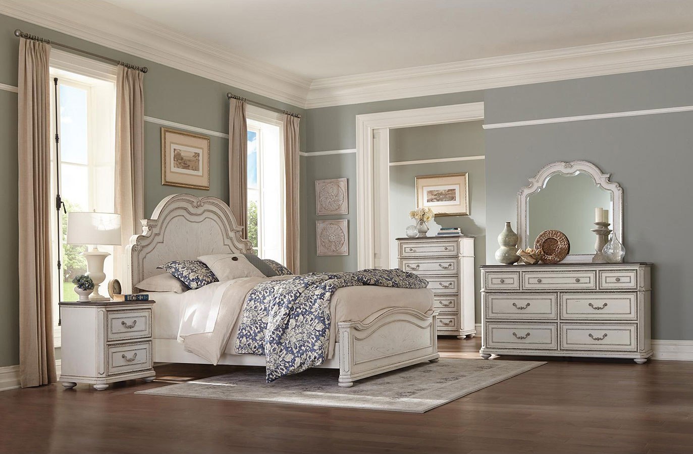 Willowick Lightly Distressed Panel Bedroom Set 1stopbedrooms
