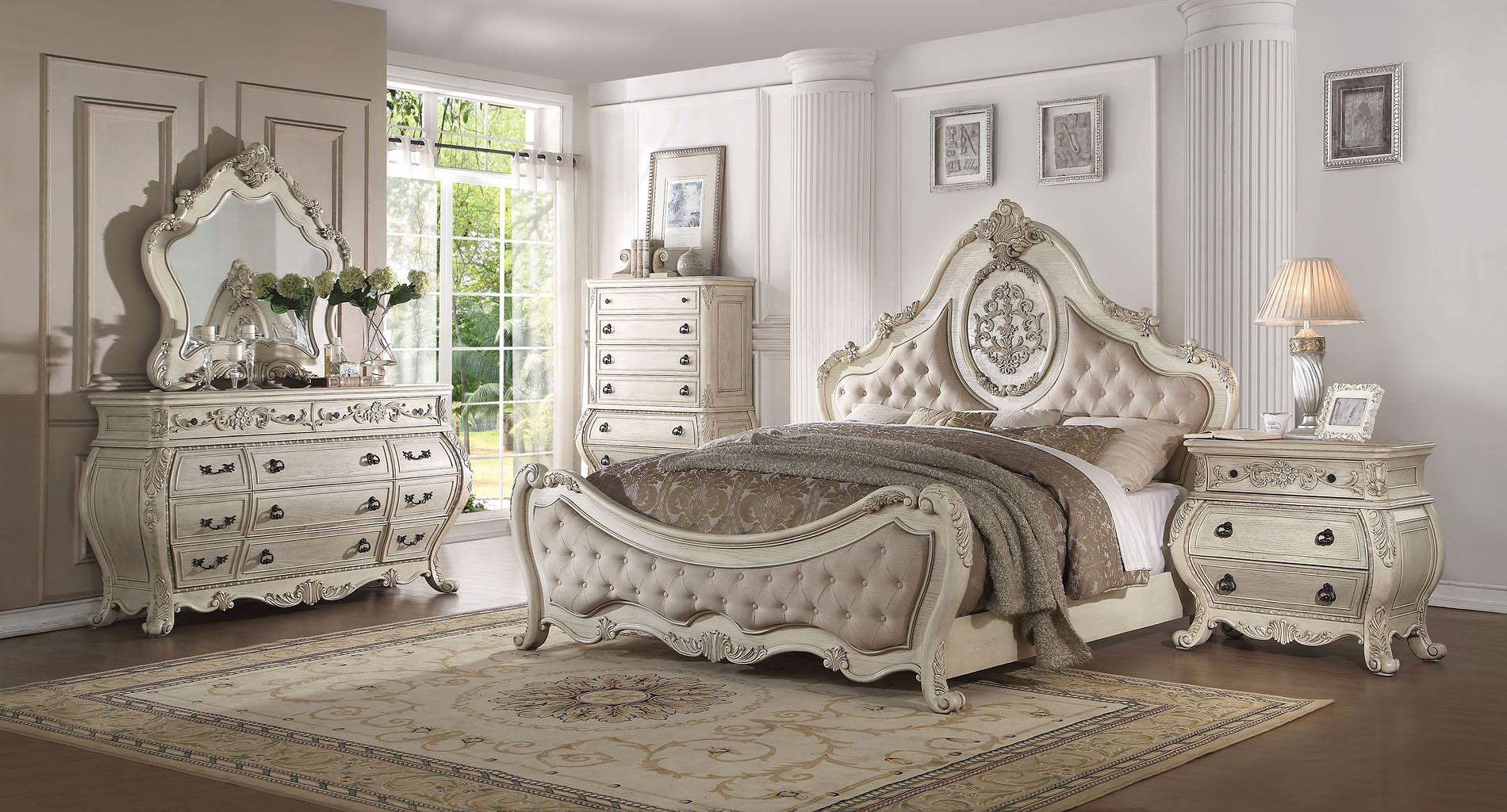 Ragenardus Panel Bedroom Set Antique White 1stopbedrooms