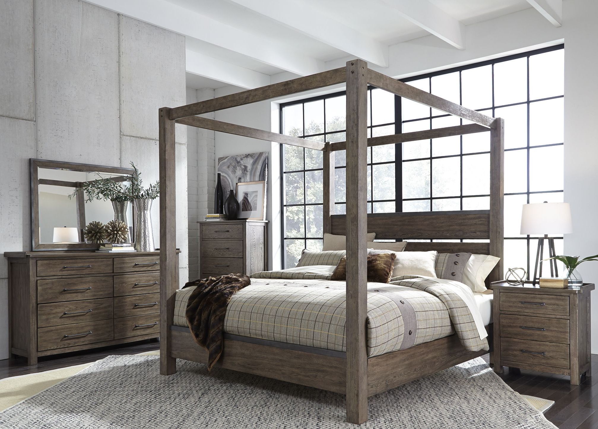 Sonoma Road Beaten Bark Canopy Bedroom Set 1stopbedrooms