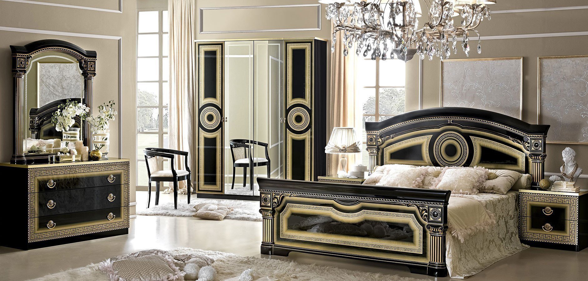Featured image of post Black And Gold Bedroom Set - A platform bed is a simplistic bed that is set on a few wooden or material support which created the illusion of a raised level.
