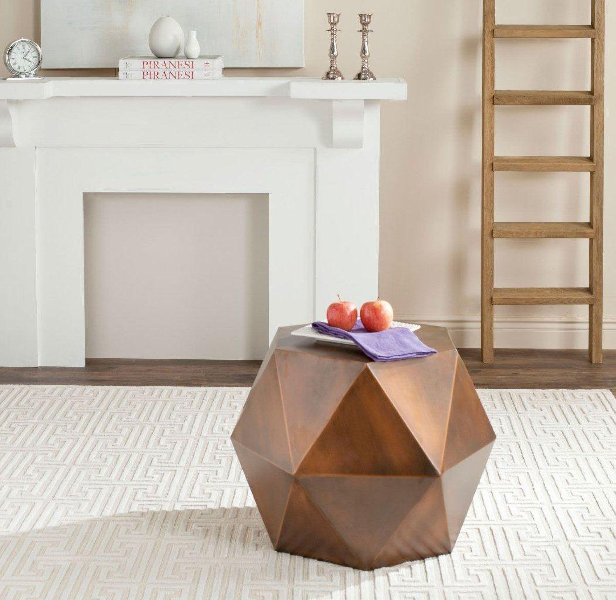 Astrid Brushed Brass Faceted Occasional Table Set ...