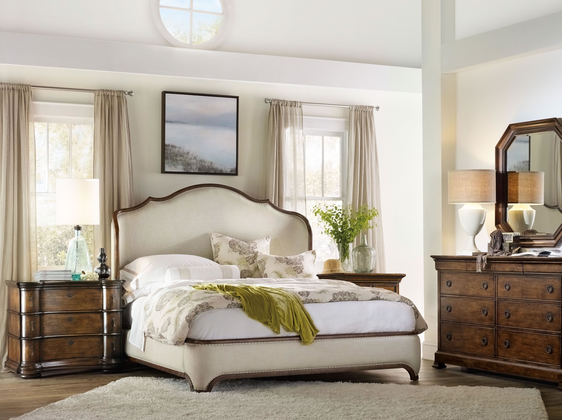 Archivist Dark Wood Upholstered Shelter Bedroom Set 1stopbedrooms
