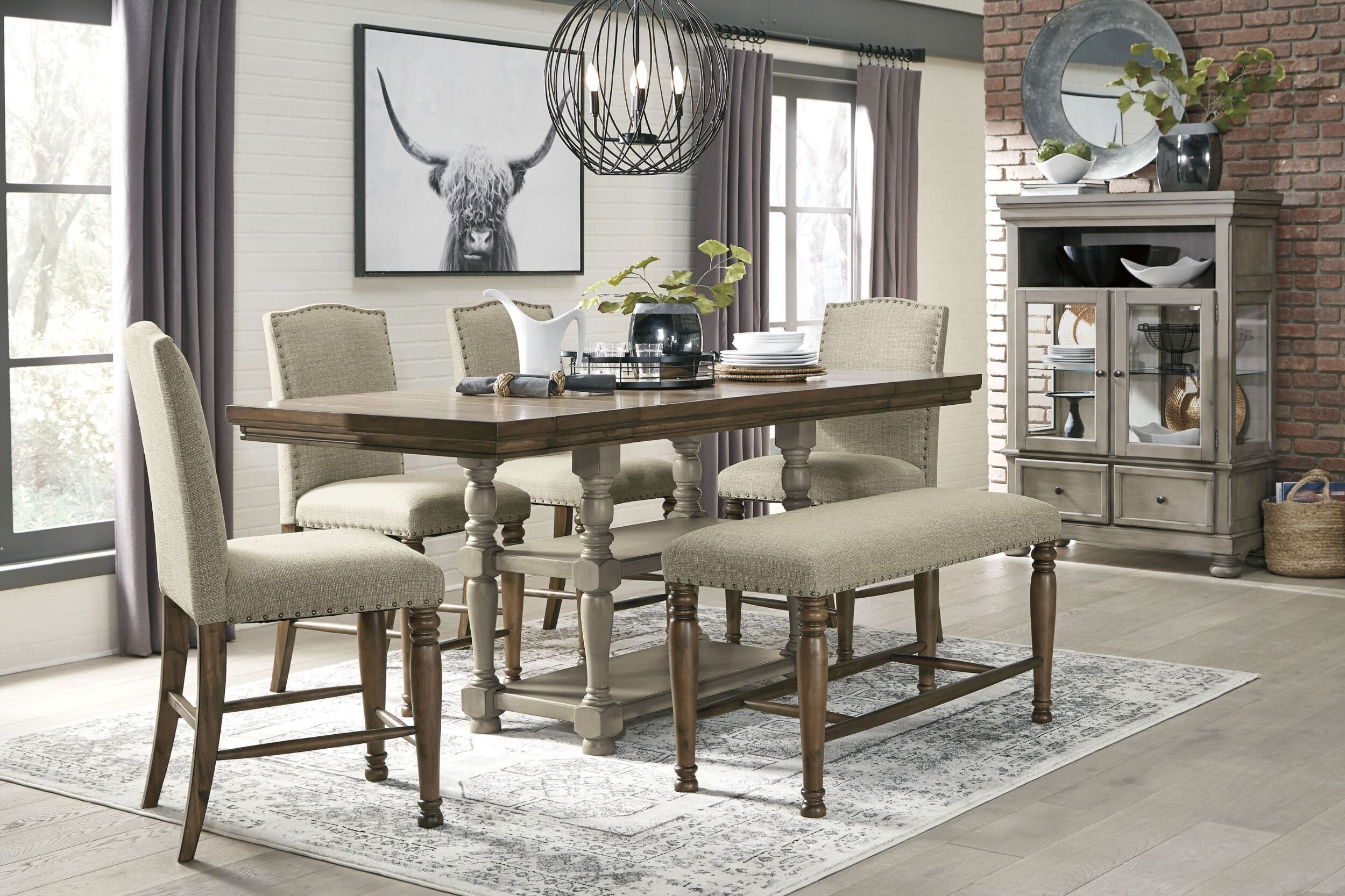Lettner Gray And Brown Counter Height Dining Room Set 1stopbedrooms