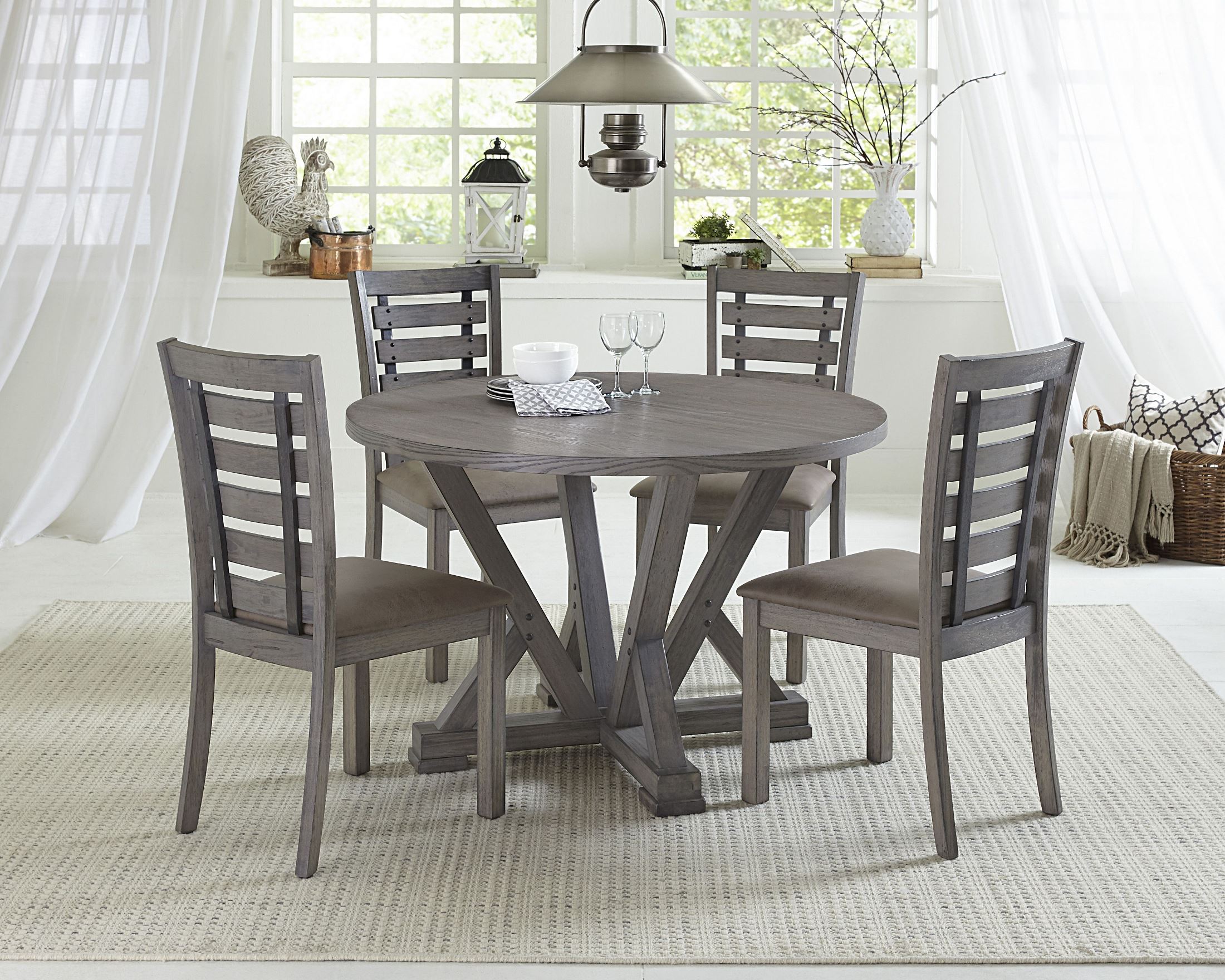 Fiji Harbor Gray Round Dining Room Set 1stopbedrooms Fiji Harbor Gray Round Dining Room Set, White And Gray Round Dining Table Set