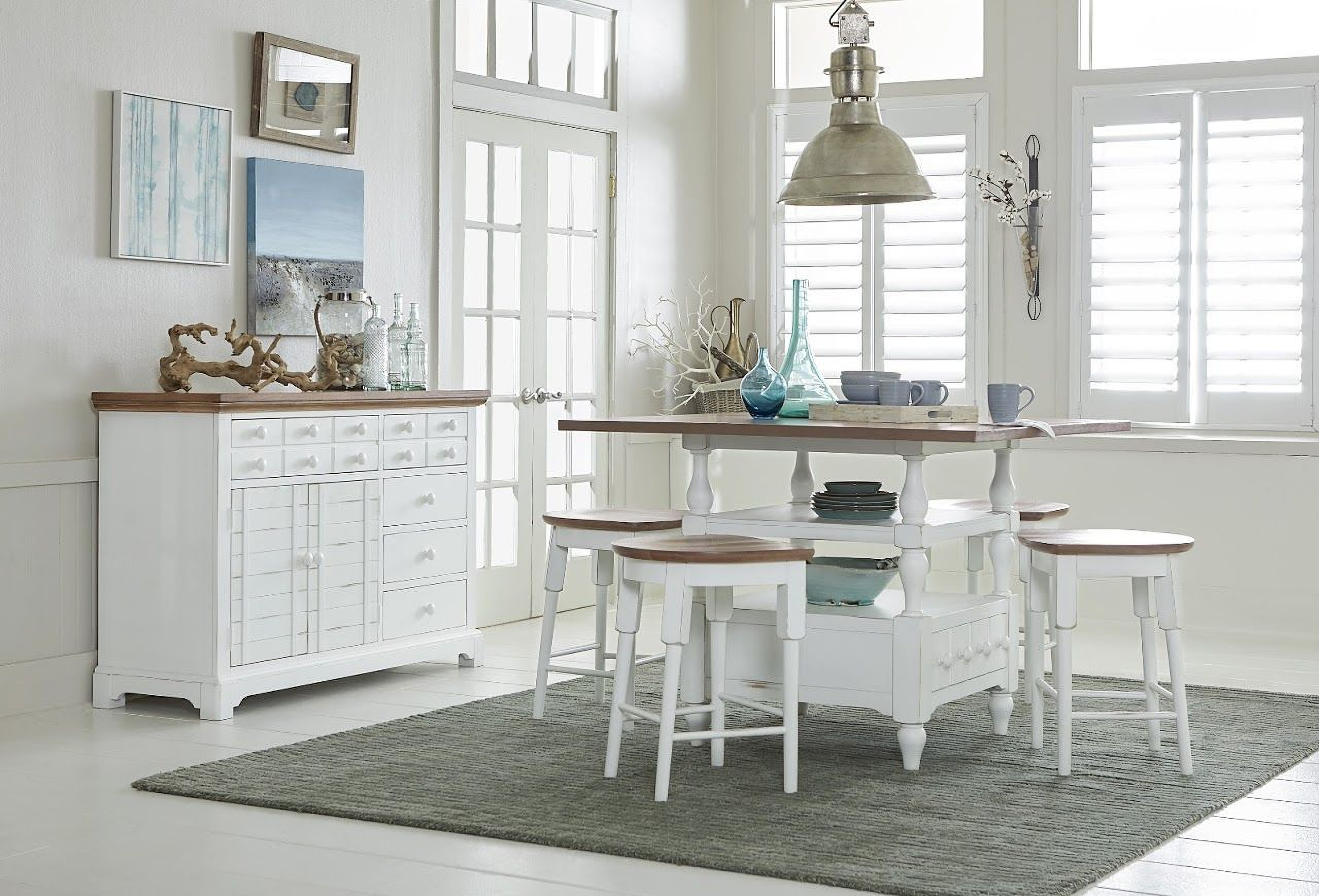 Shutters Light Oak And Distressed White Counter Height Dining Room Set 1stopbedrooms