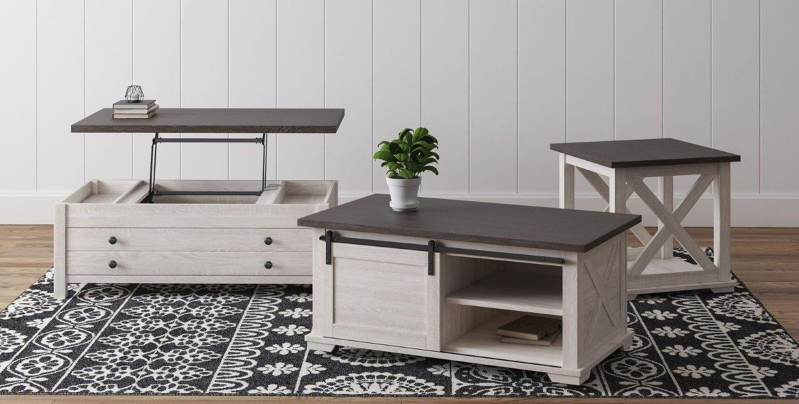 Dorrinson Black And Brown Lift Top Occasional Table Set 1stopbedrooms