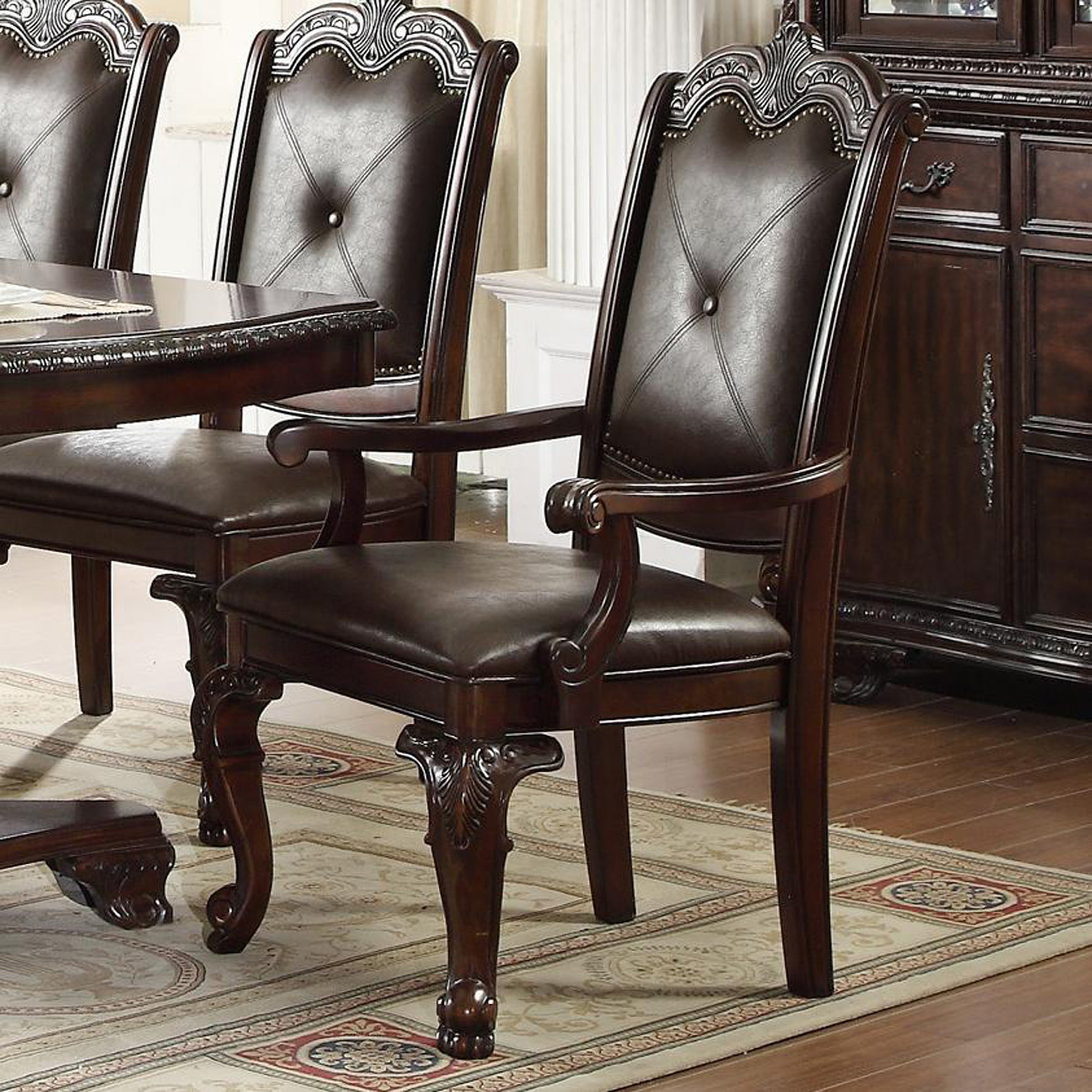 Crown Mark Kiera 7pc Double Pedestal Dining Set in Rich Brown