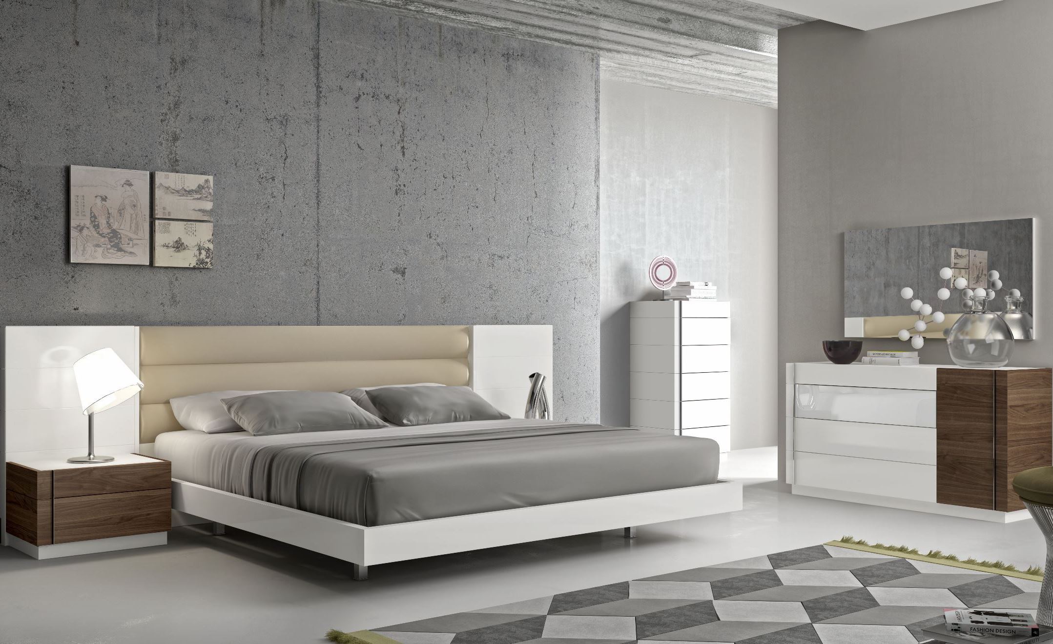 Lisbon Natural White Lacquer Size Bedroom Set 1stopbedrooms