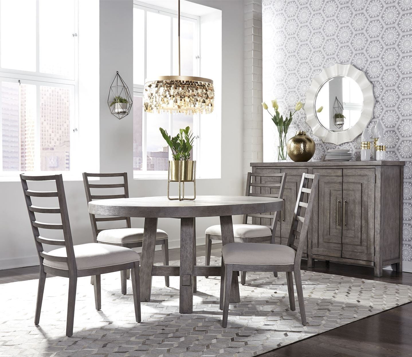 Modern Farmhouse Distressed Dusty Charcoal Extendable Round Dining Room Set 1stopbedrooms Modern Farmhouse Distressed Dusty, Extendable Round Dining Table Set