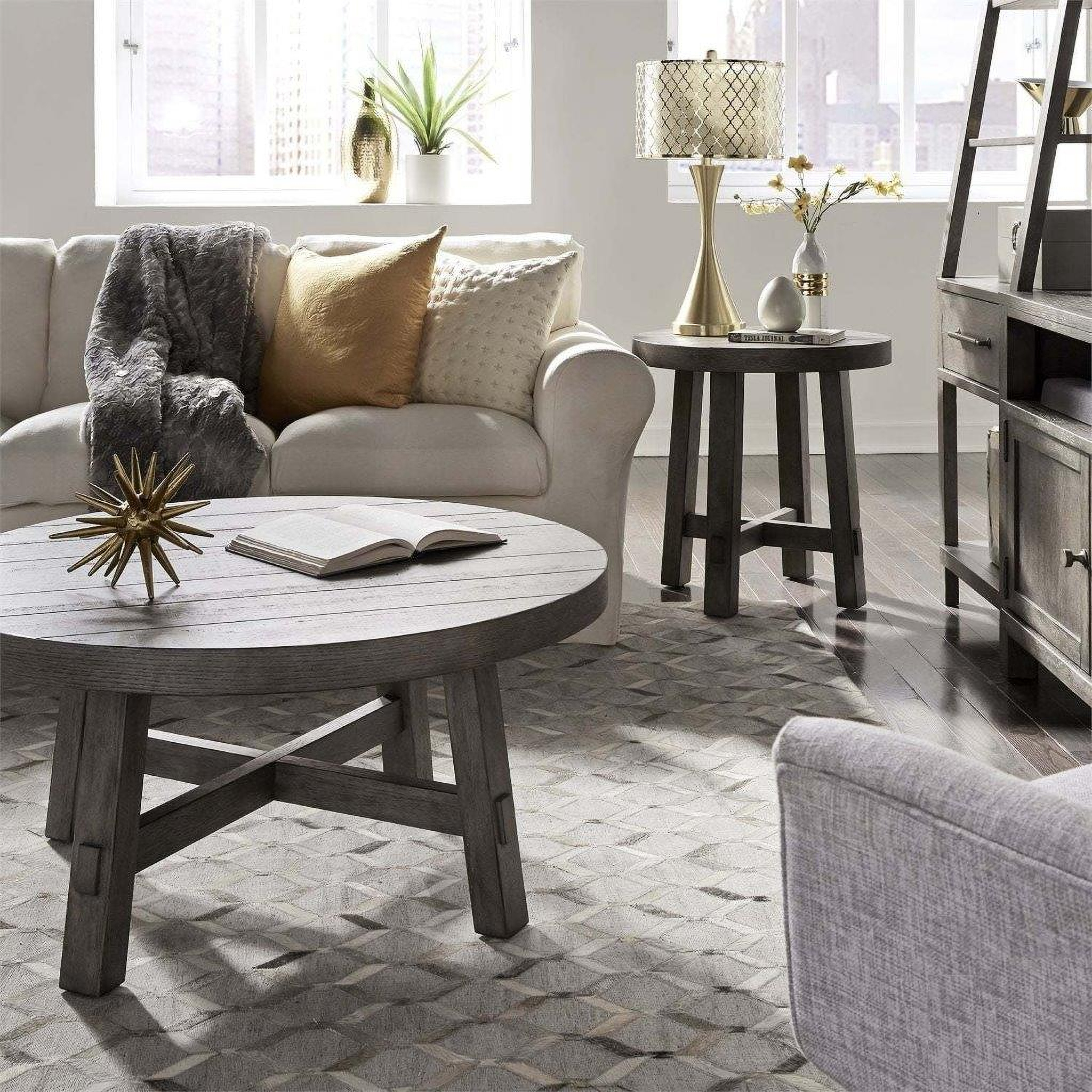 Modern Farmhouse Dusty Charcoal Splay Leg Round Occasional ...