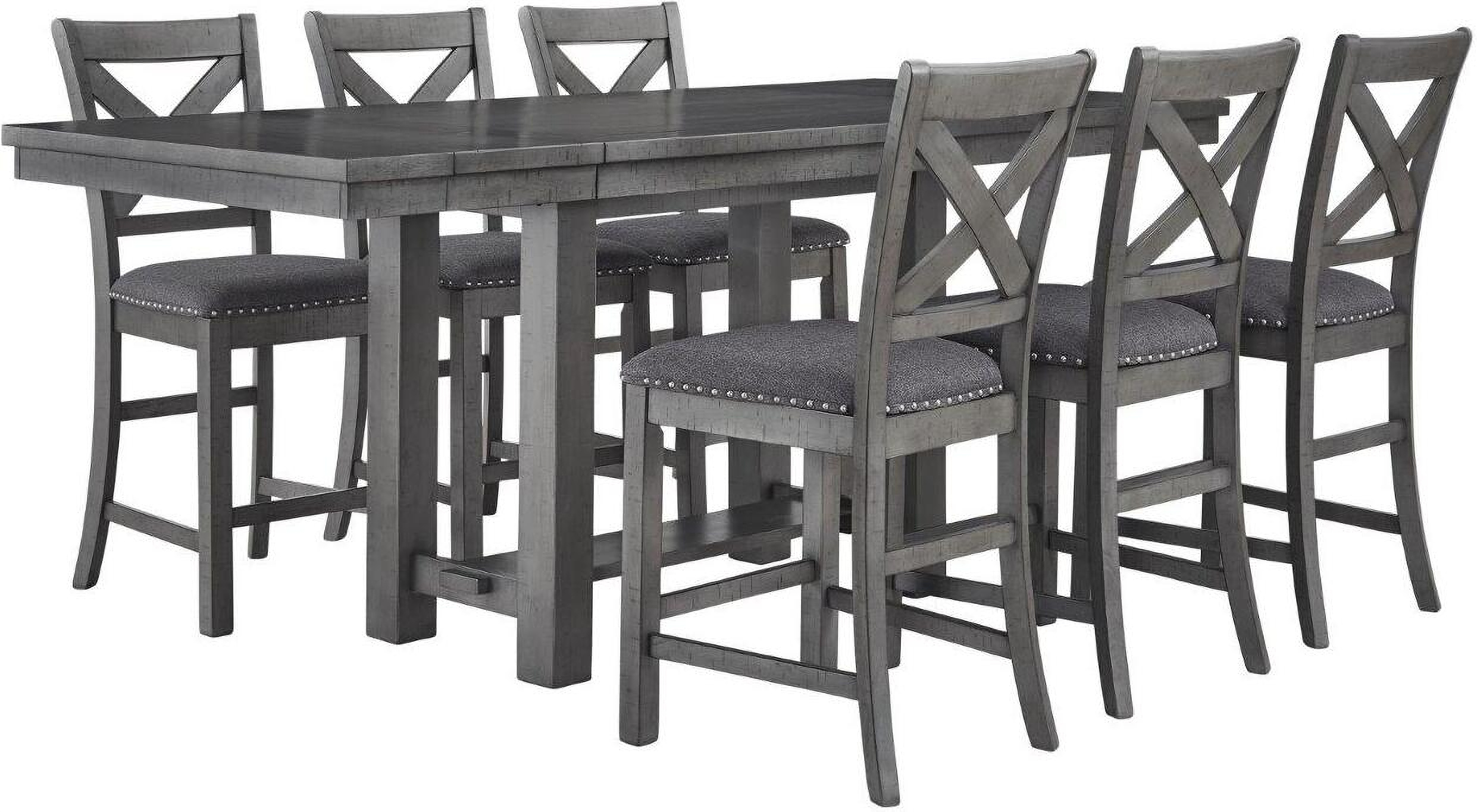 Myshanna Gray Rectangular Extendable Counter Height Dining Room Set