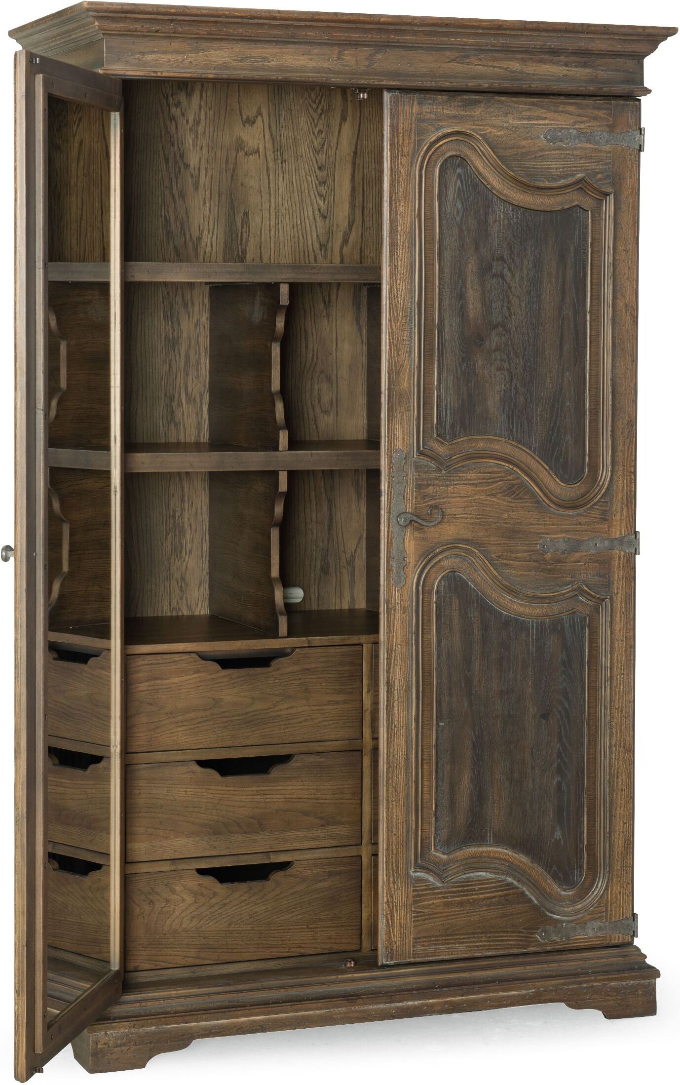 Hill Country Woodcreek Saddle Brown and Black Queen Mansion Bedroom Set