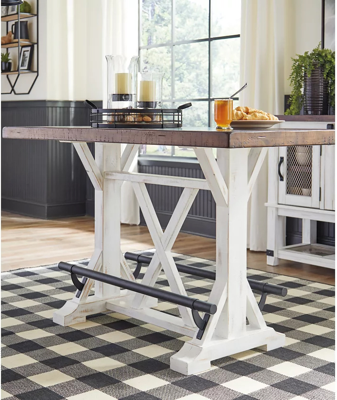 Valebeck White And Brown Counter Height Dining Room Set - 1StopBedrooms.