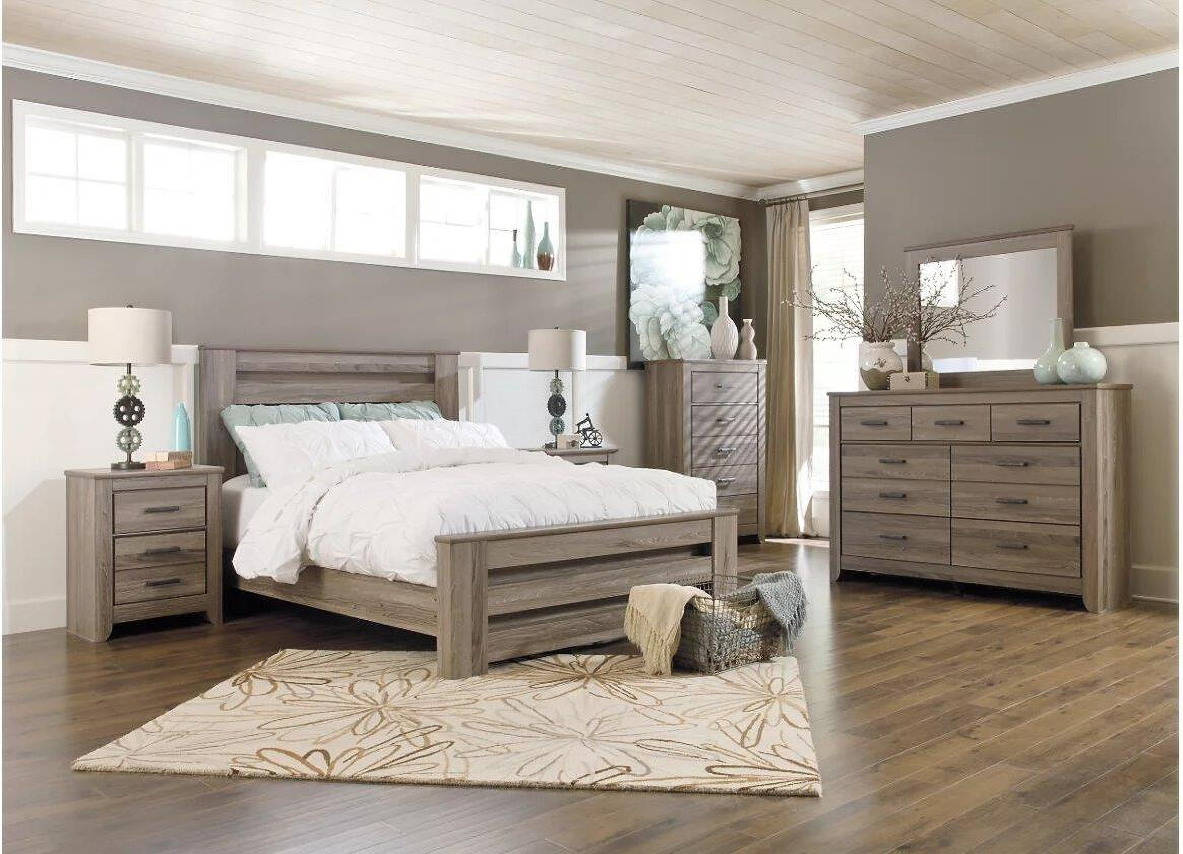 Zelen Warm Gray Panel Bedroom Set - 1StopBedrooms.