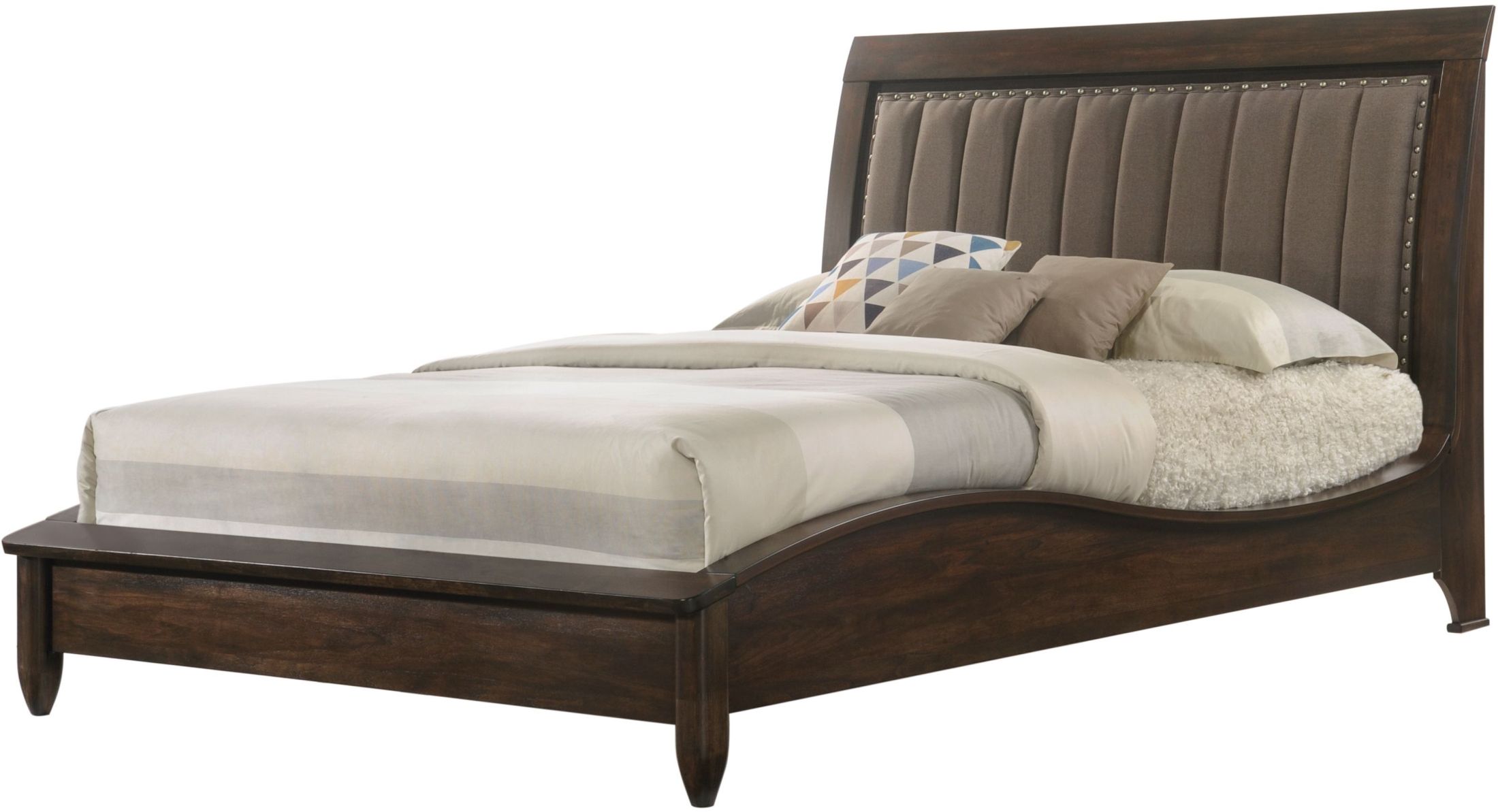 New Classic Wind Walnut Cal King Upholstered Platform Bed Wind Walnut Cal King Upholstered Platform Bed