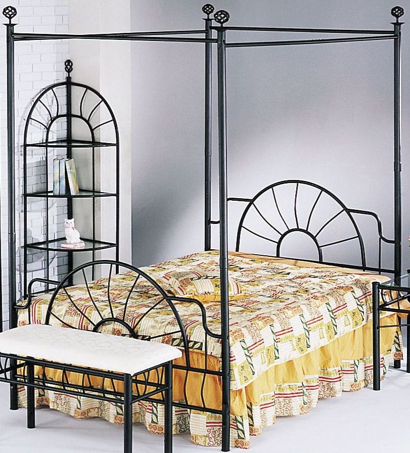 Acme Sunburst Sandy Black Full Metal Canopy Bed Sunburst Sandy Black Full Metal Canopy Bed Main Image