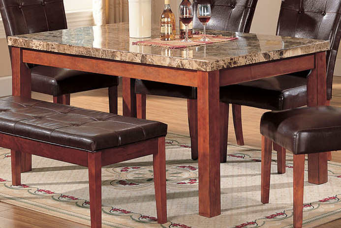 Acme Bologna Marble Top Rectangular Dining Table In Brown 07045sm