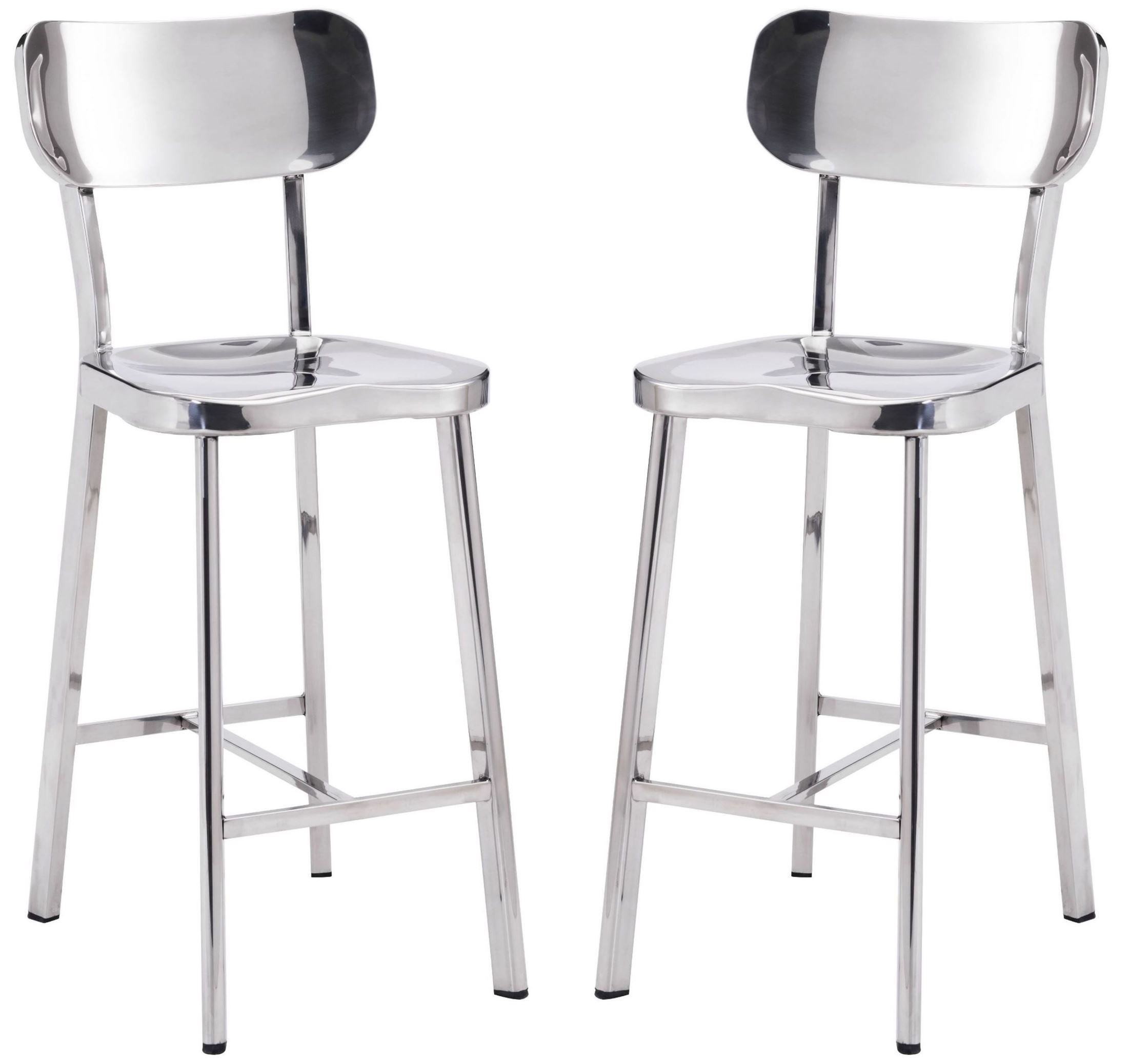 Winter Polished Stainless Steel Counter Chair Set Of 2