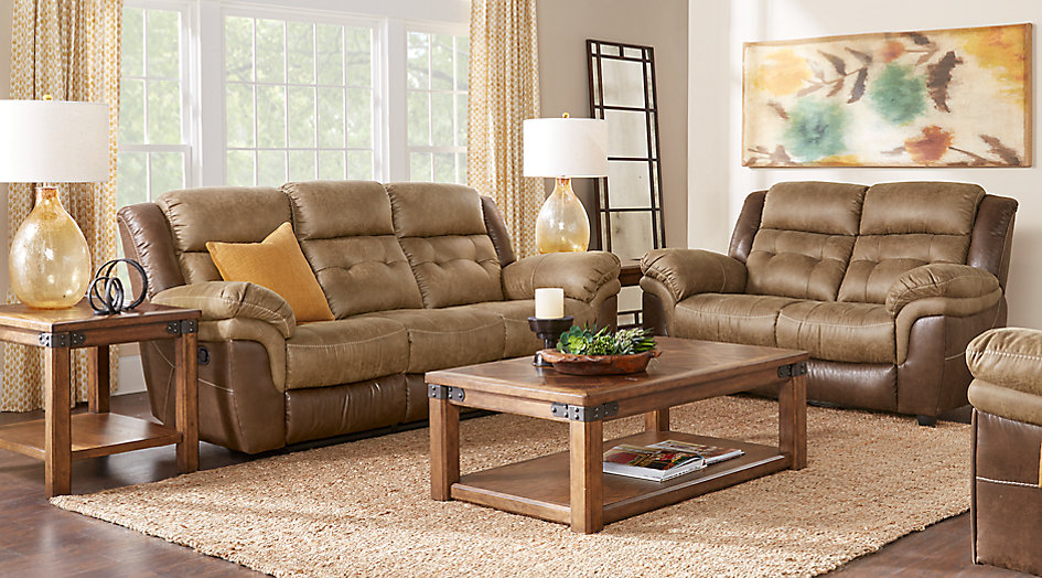 Sheffield Two Tone Fabric Recliner Sofa In Brown Mocha Sheffield Two Tone Fabric Recliner Sofa In Brown Mocha