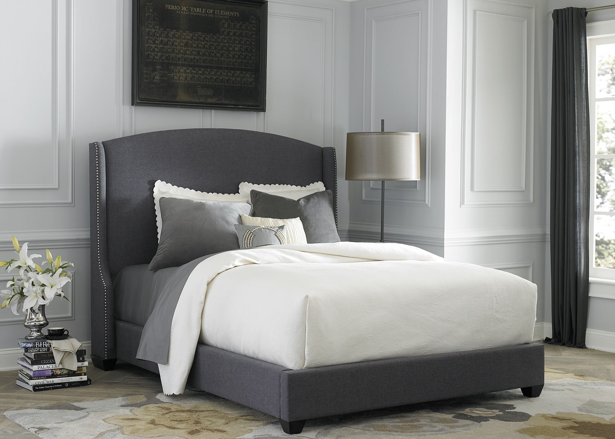 Liberty Dark Gray Upholstered King Shelter Bed Collection 5 Dark Gray Upholstered King Shelter Bedgallery Image