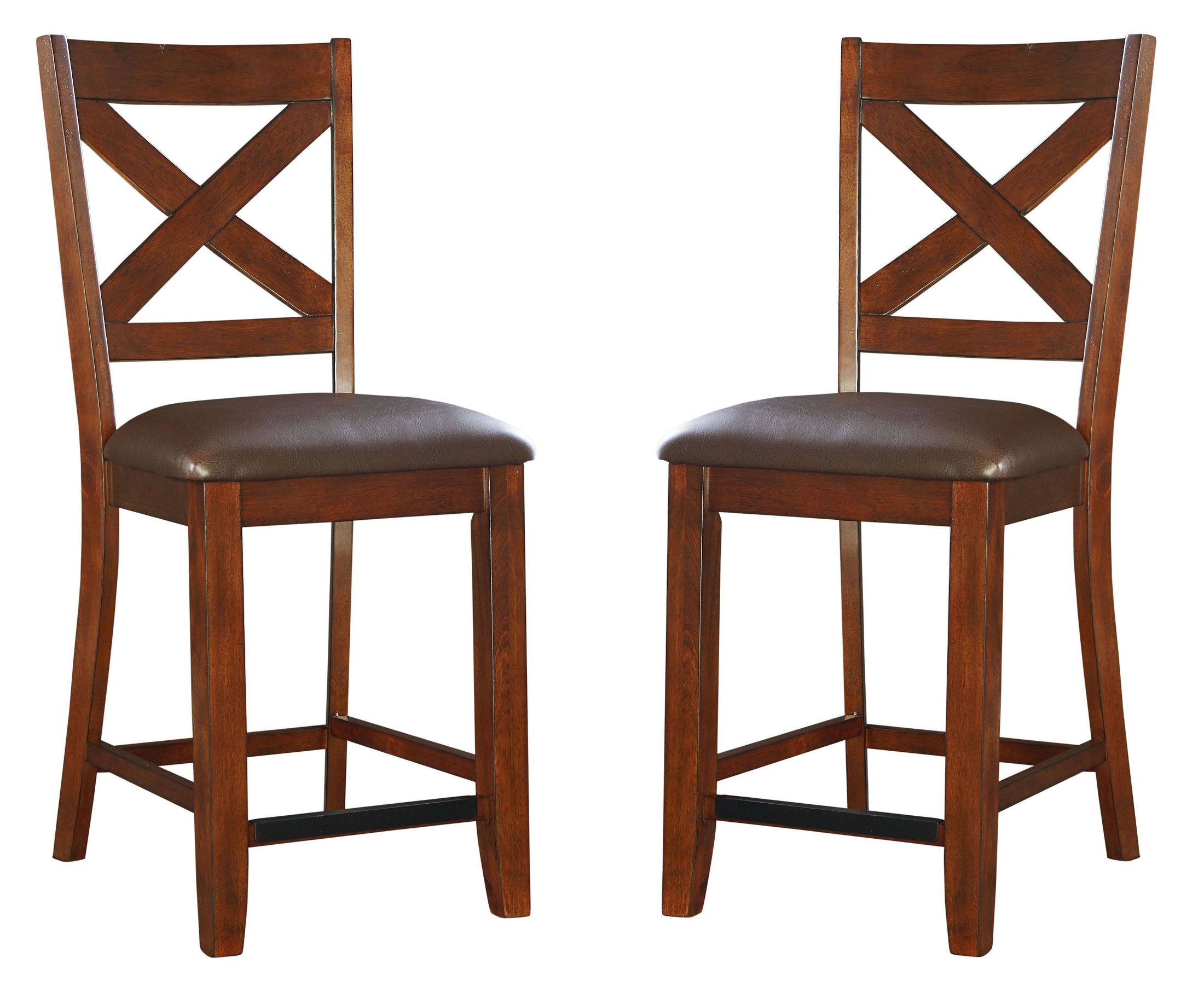 Standard Furniture Omaha Burnished Saddle Brown X Back Counter Omaha Burnished Saddle Brown X Back Counter Height Barstool Set Of 2 Main Image