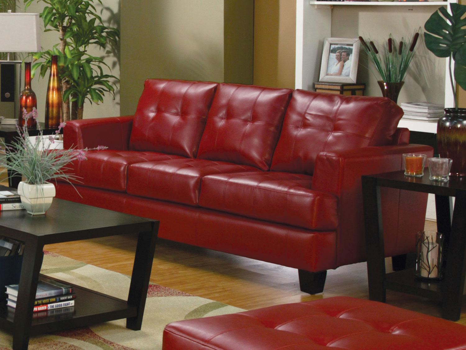 Samuel Red Leather Sofa 501831 1stopbedrooms Samuel Red Leather Sofa 501831 Main Image