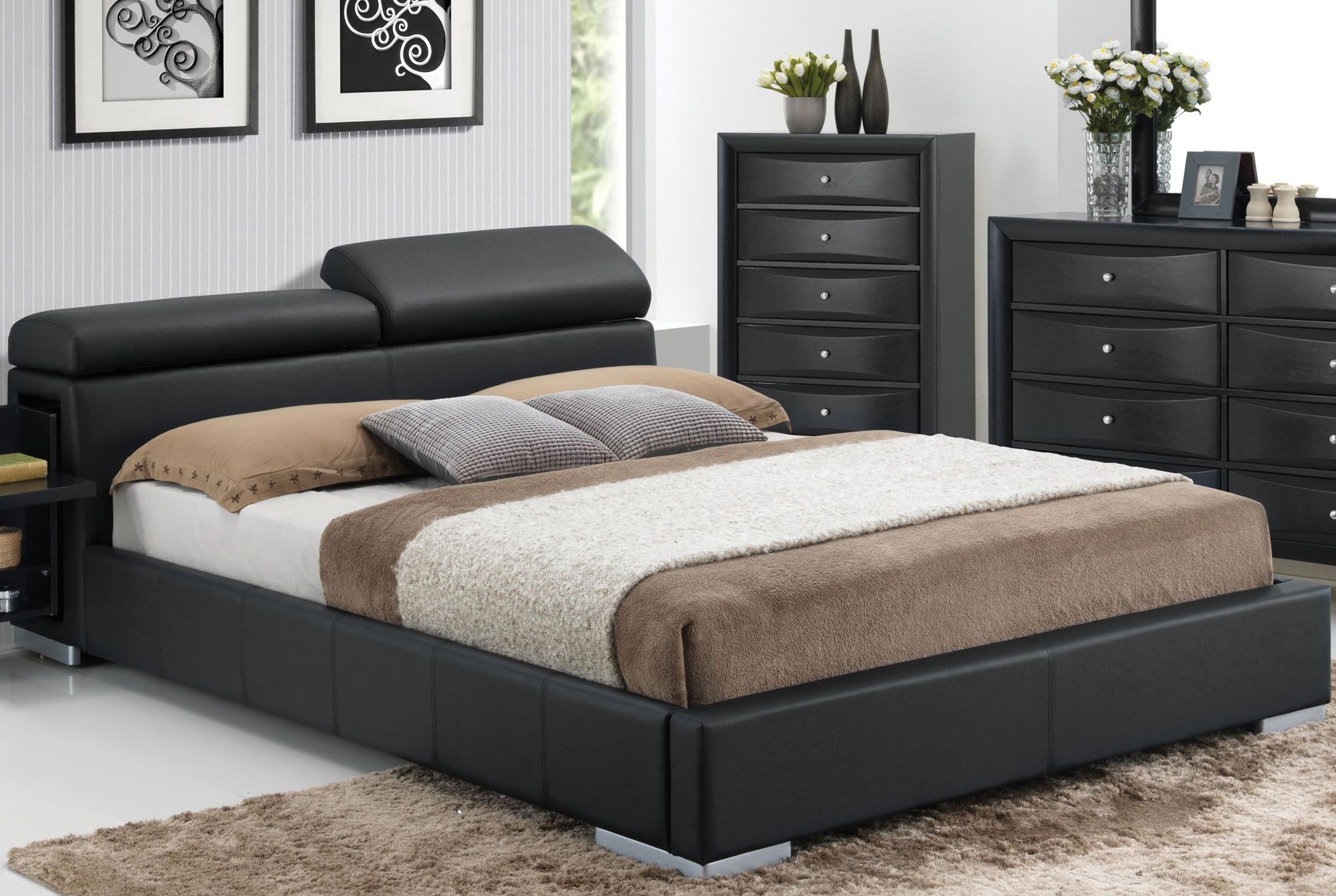Acme Manjot Black Queen Storage Platform Bed Manjot Black Queen Storage Platform Bed