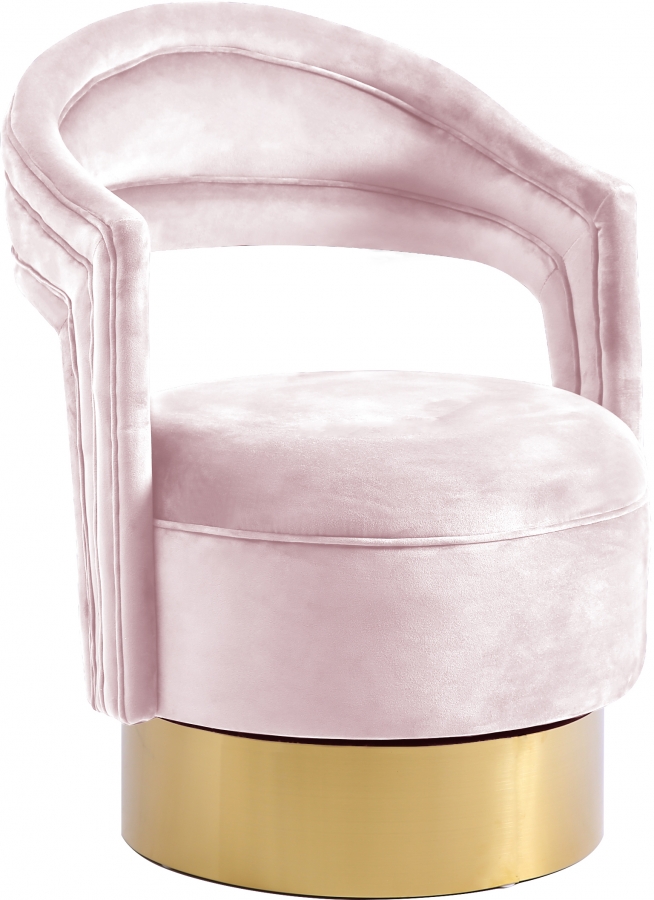 Meridian Petrona Pink Velvet Accent Chair