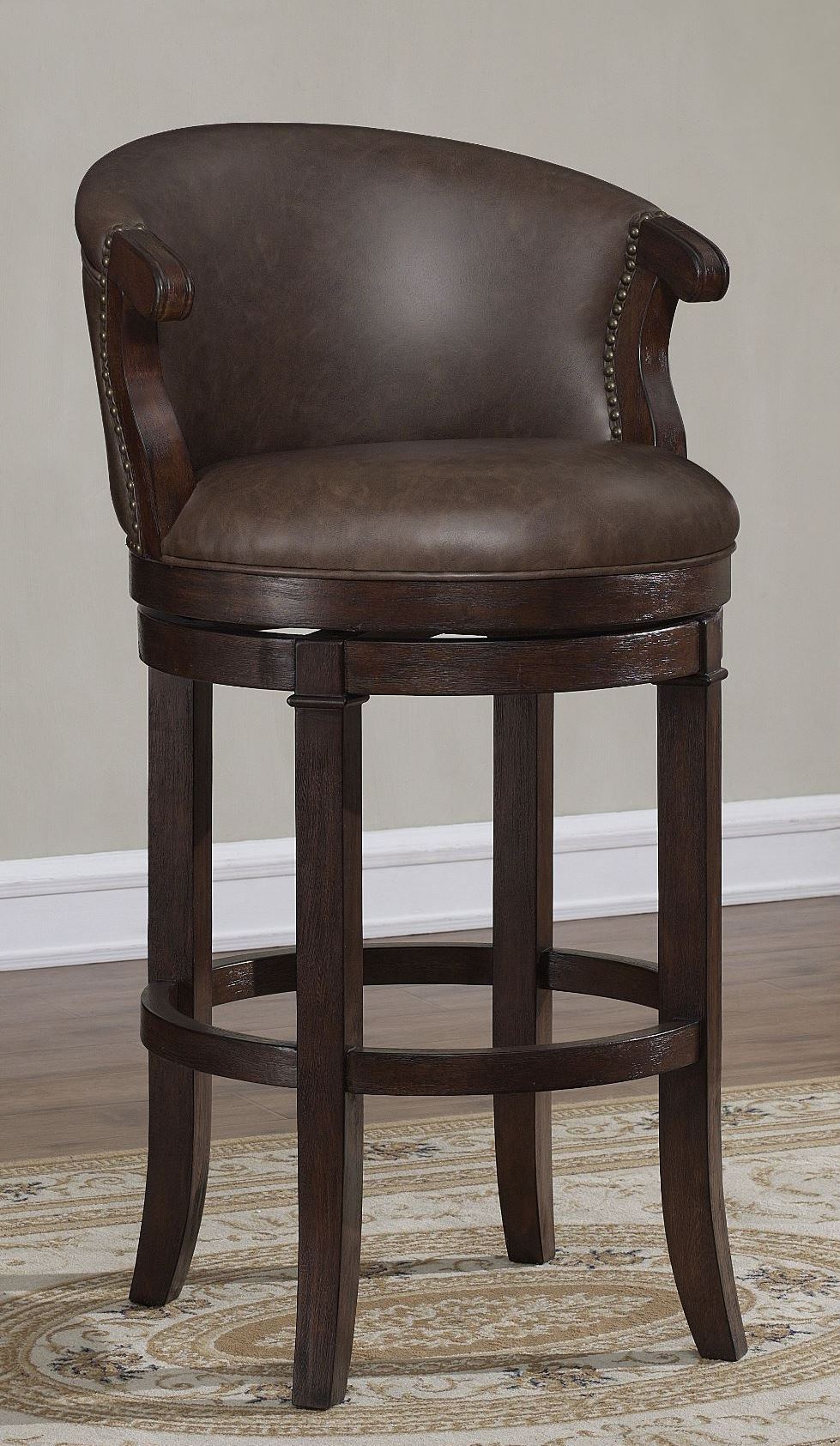 Chocolate Brown Bonded Leather 30 Wood Frame Stool Set Of 2