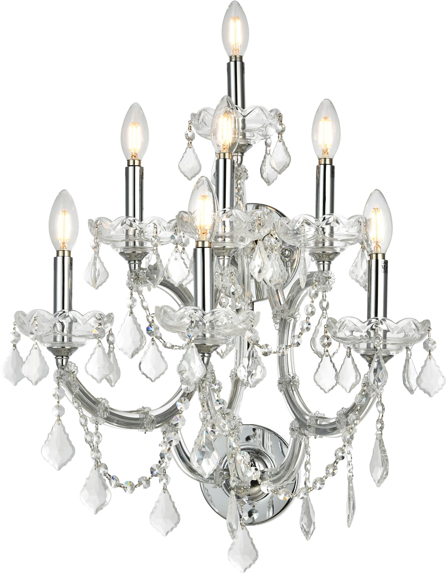 Maria Theresa 22 Chrome 7 Light Wall Sconce With Clear Swarovski Spectra Crystal Trim