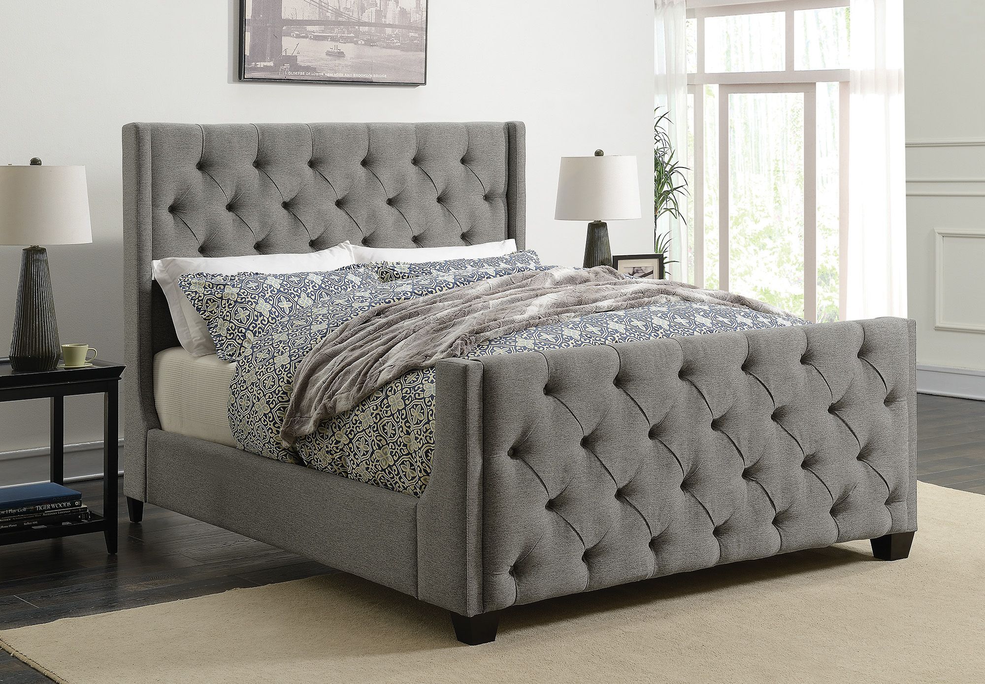 Coaster Palma Gray Queen Upholstered Panel Bed Collection 7 Palma Gray Queen Upholstered Panel Bed Main Image