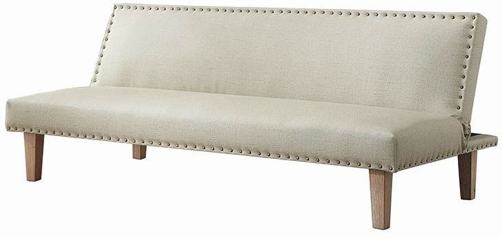 Beige Leatherette Sofa Bed