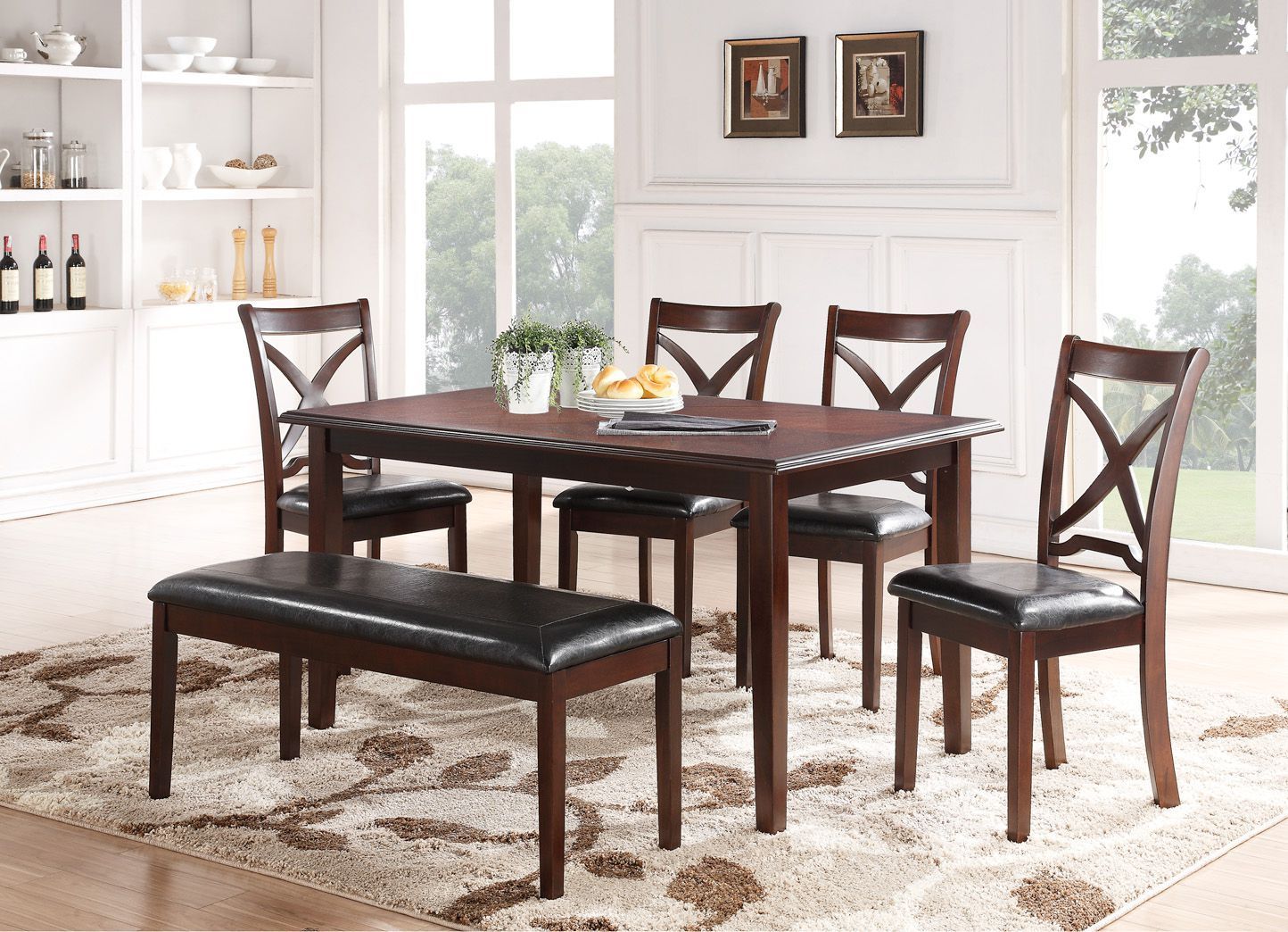 Milo Espresso 6pc Rectangular Dining Table Set