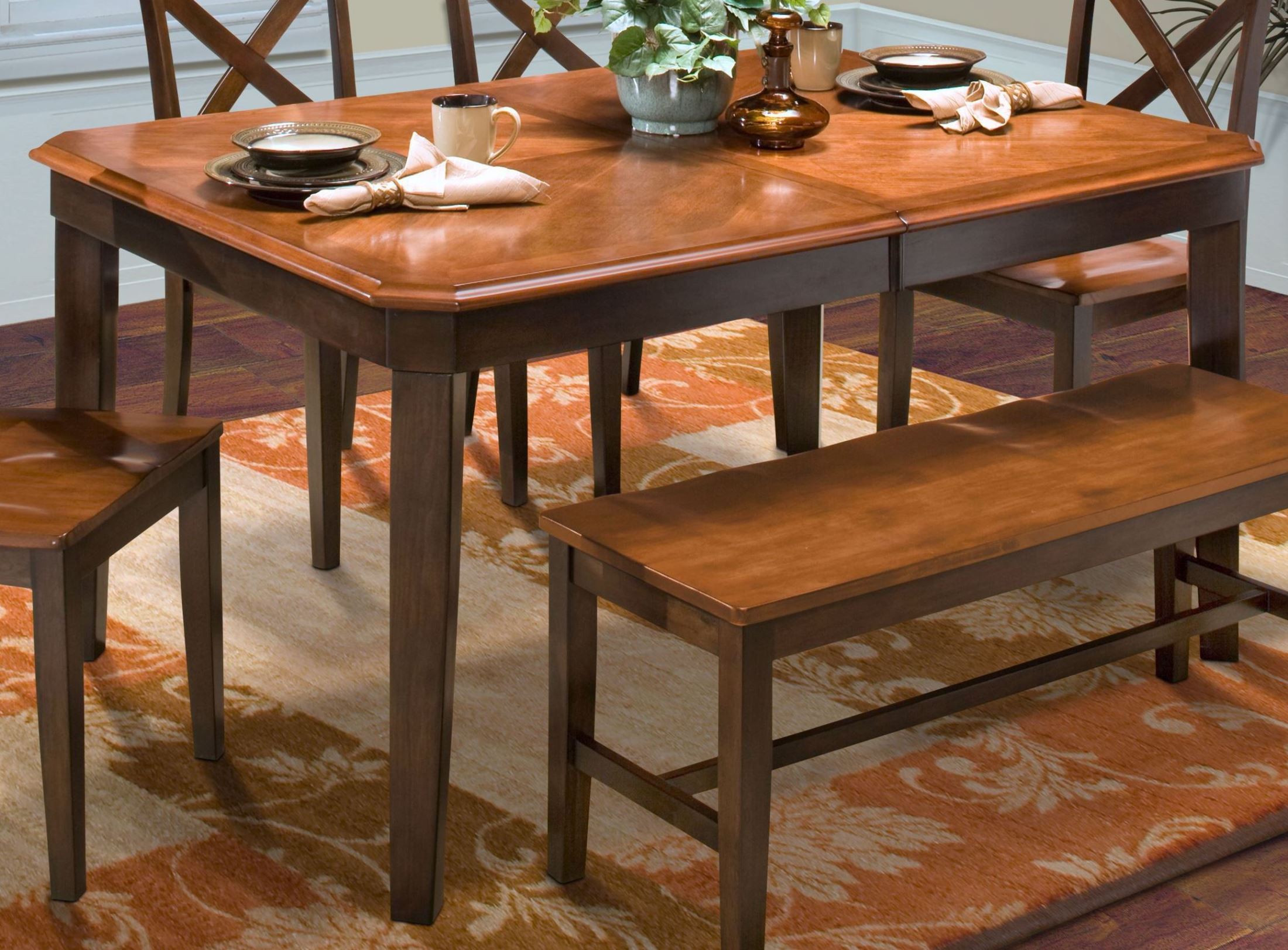 Laudes Ginger African Chestnut Cut Corner Dining Table Laudes Ginger African Chestnut Cut Corner Dining Table