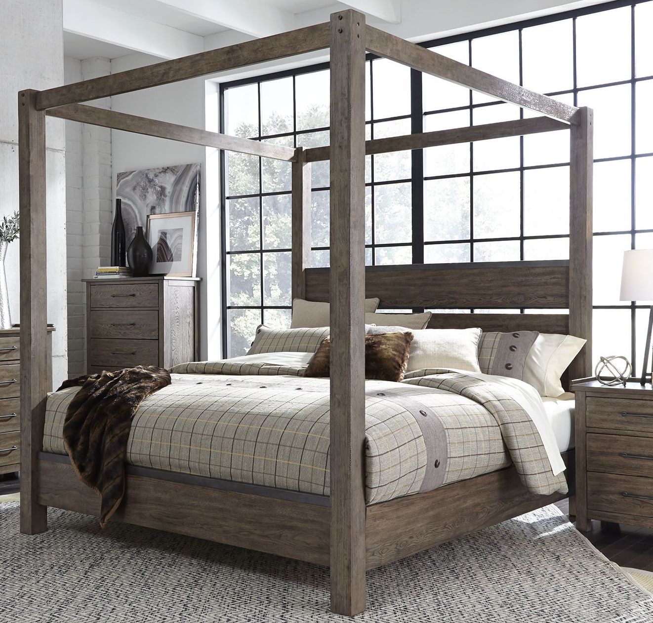 Sonoma Road Beaten Bark King Canopy Bed Sonoma Road Beaten Bark King Canopy Bed