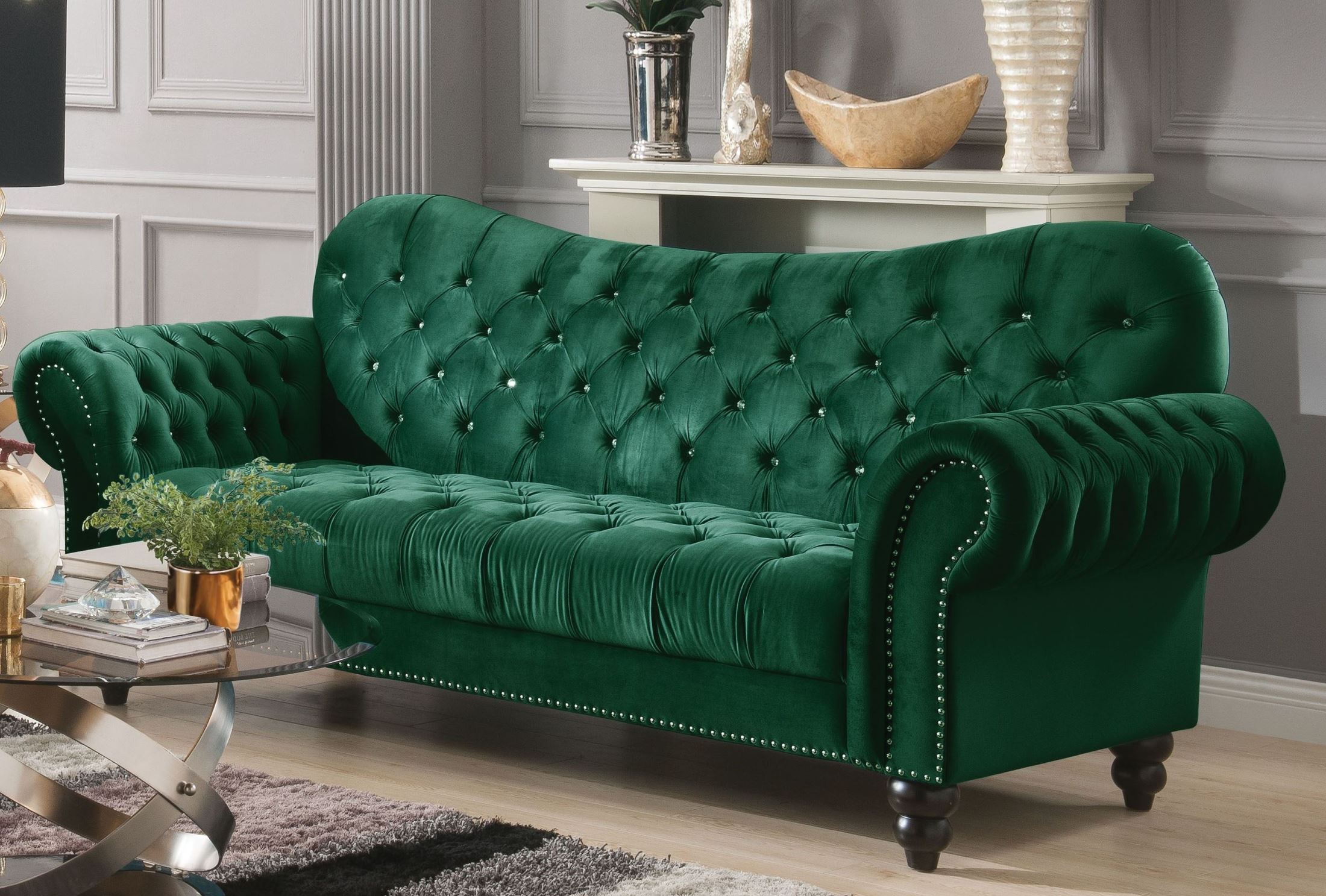 Iberis Green Velvet Sofa