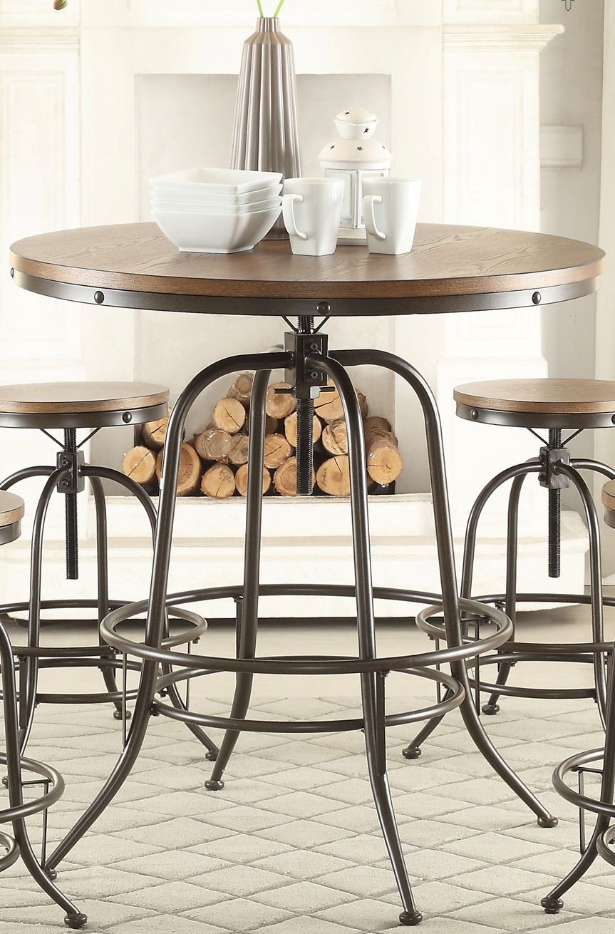 Angstrom Black Round Adjule Counter Height Dining Table