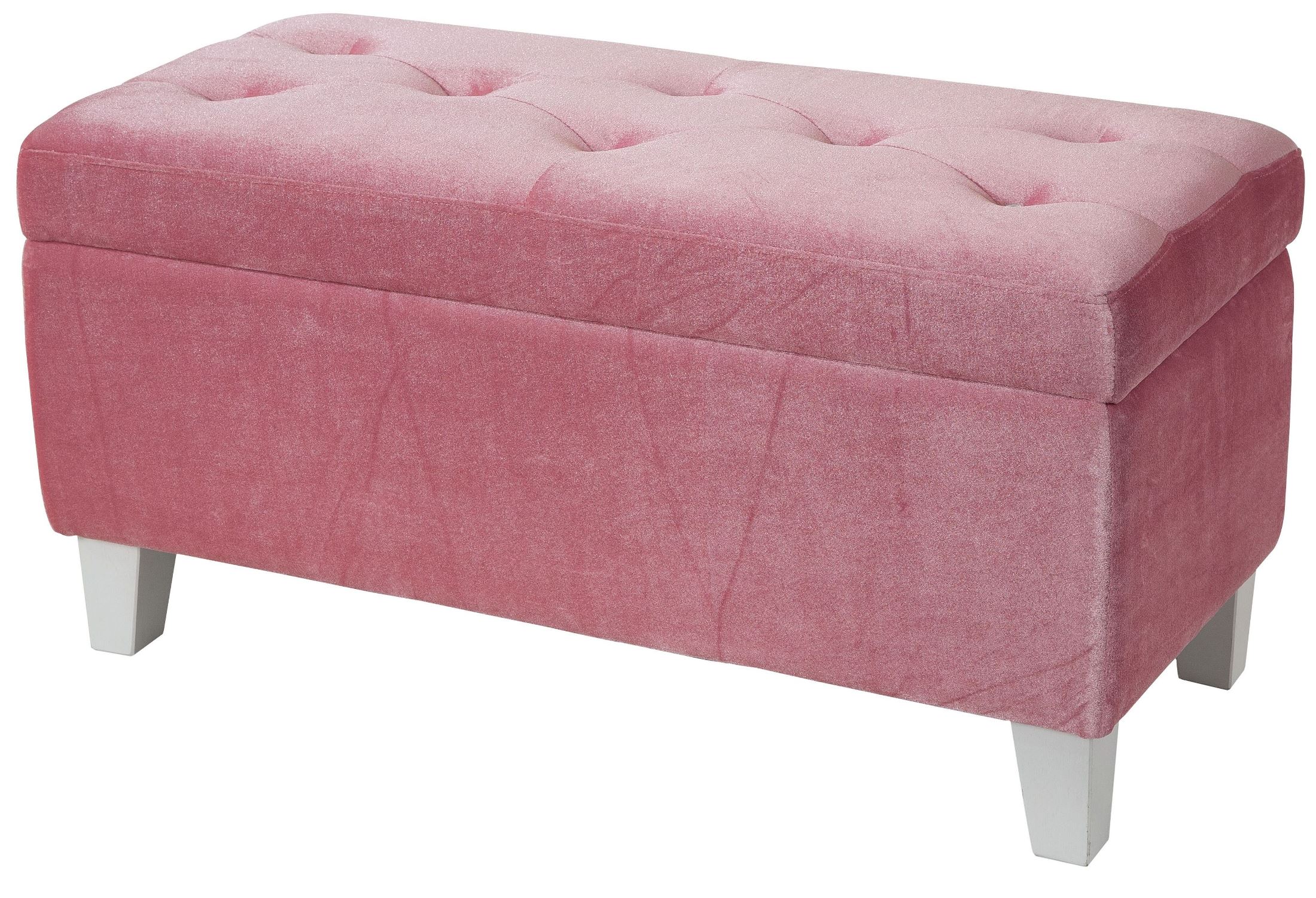 Young Parisian Pink Velvet Storage Bench 1StopBedrooms
