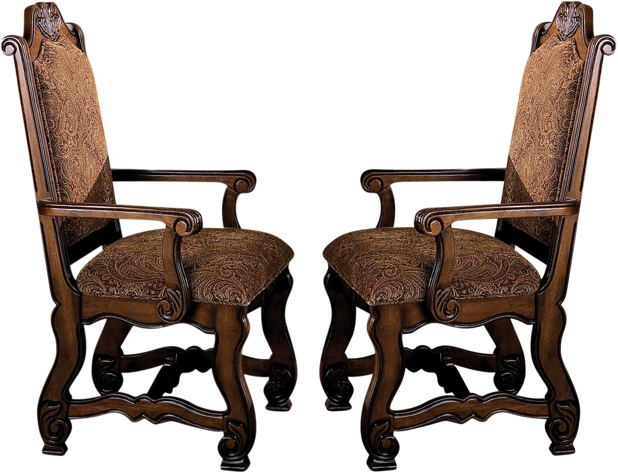 Crown Mark Neo Renaissance Dining Arm Chair In Warm Brown Set Of 2 2401a Crown Mark Neo Renaissance Dining Arm Chair In Warm Brown Set Of 2 2401a