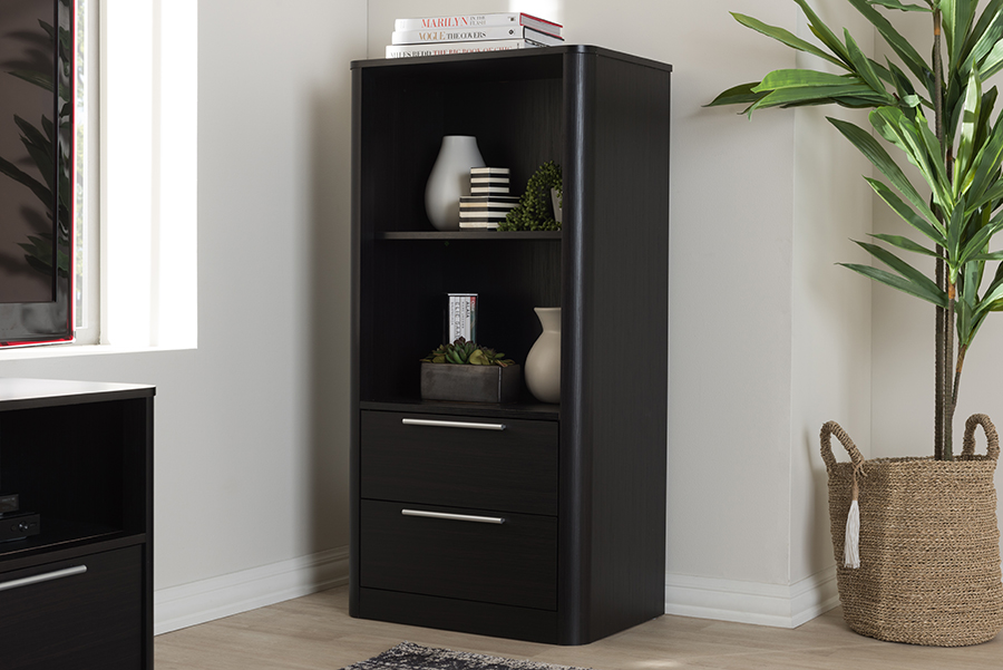 Baxton Studio Carlingford Modern And Contemporary Espresso Brown Baxton Studio Carlingford Modern And Contemporary Espresso Brown Finished Wood 2 Drawer Bookcase Main Image