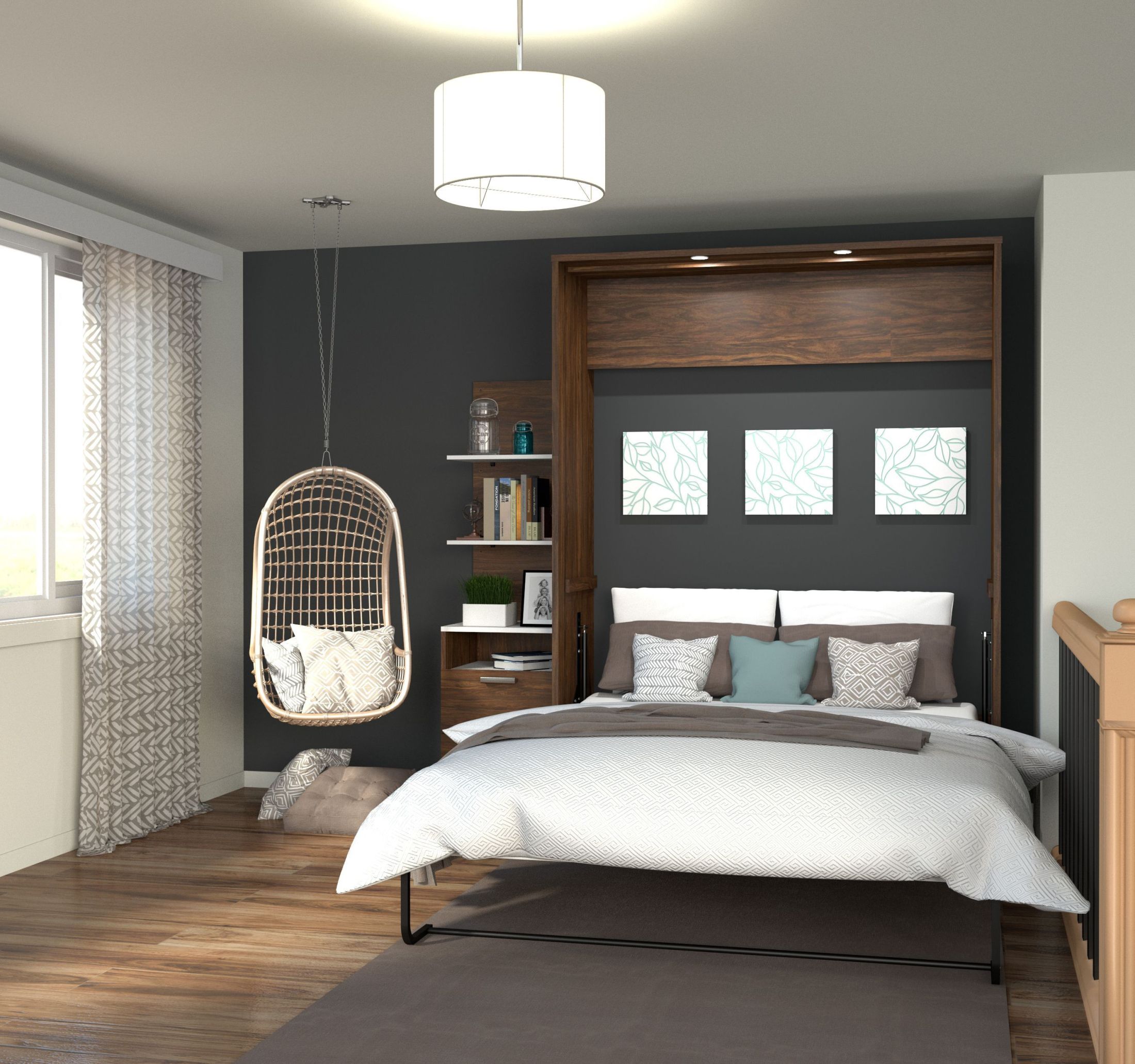 Bestar Cielo By Elite Oak Barrel And White 85 Queen Wall Bed Kit Cielo By Elite Oak Barrel And White 85 Queen Wall Bed Kit Main Image