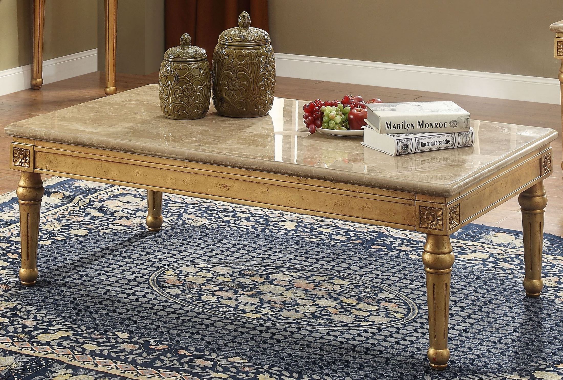 Daesha Marble And Antique Gold Coffee Table